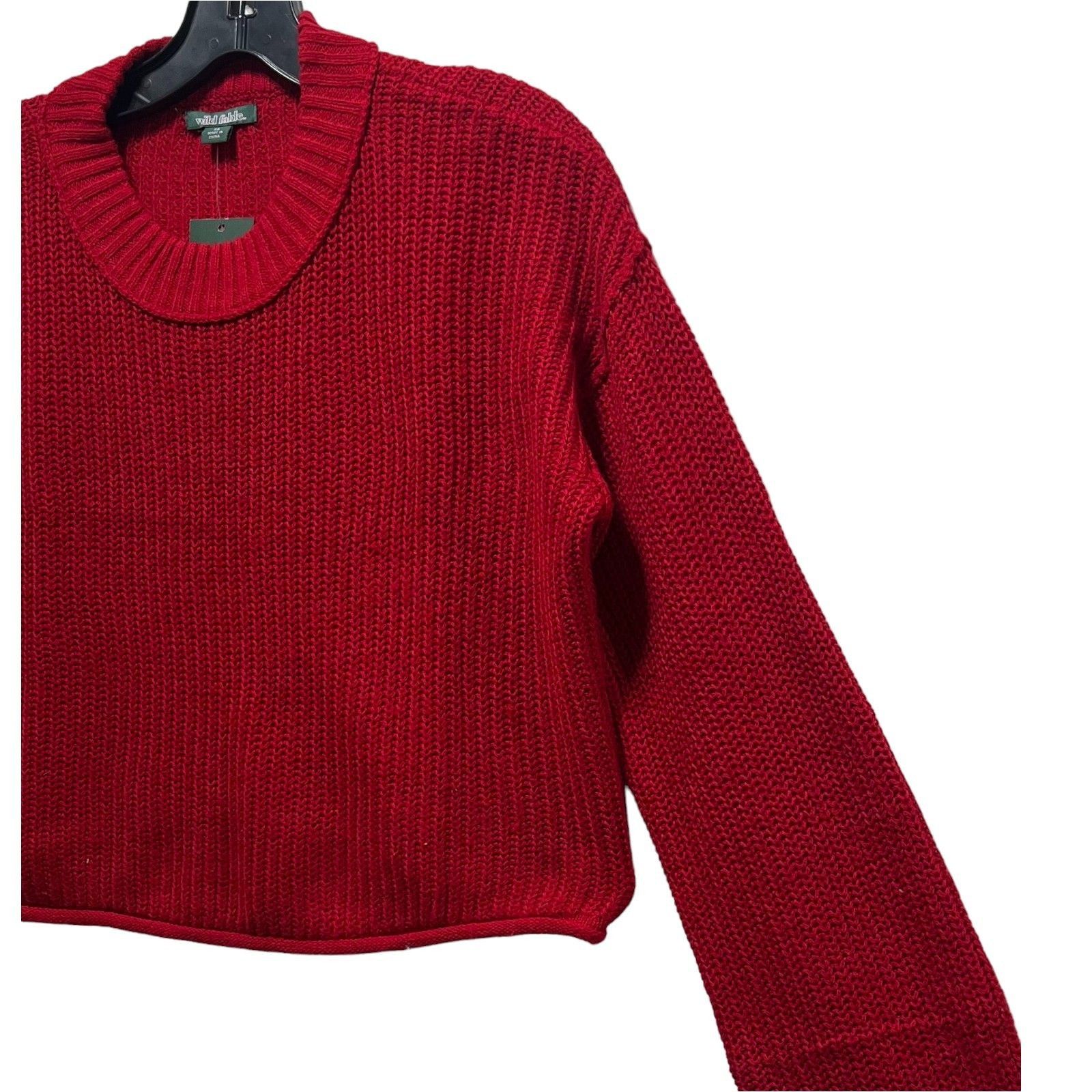 Other Wild Fable - Women's Cropped Long Sleeve Sweater - Red - Ext Size XS / US 0-2 / IT 36-38 - 13 Thumbnail