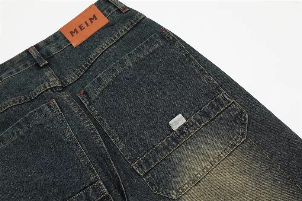 Japanese Brand × Jean Men's washed loose wide-leg distressed workwear denim Size US 34 / EU 50 - 4 Thumbnail