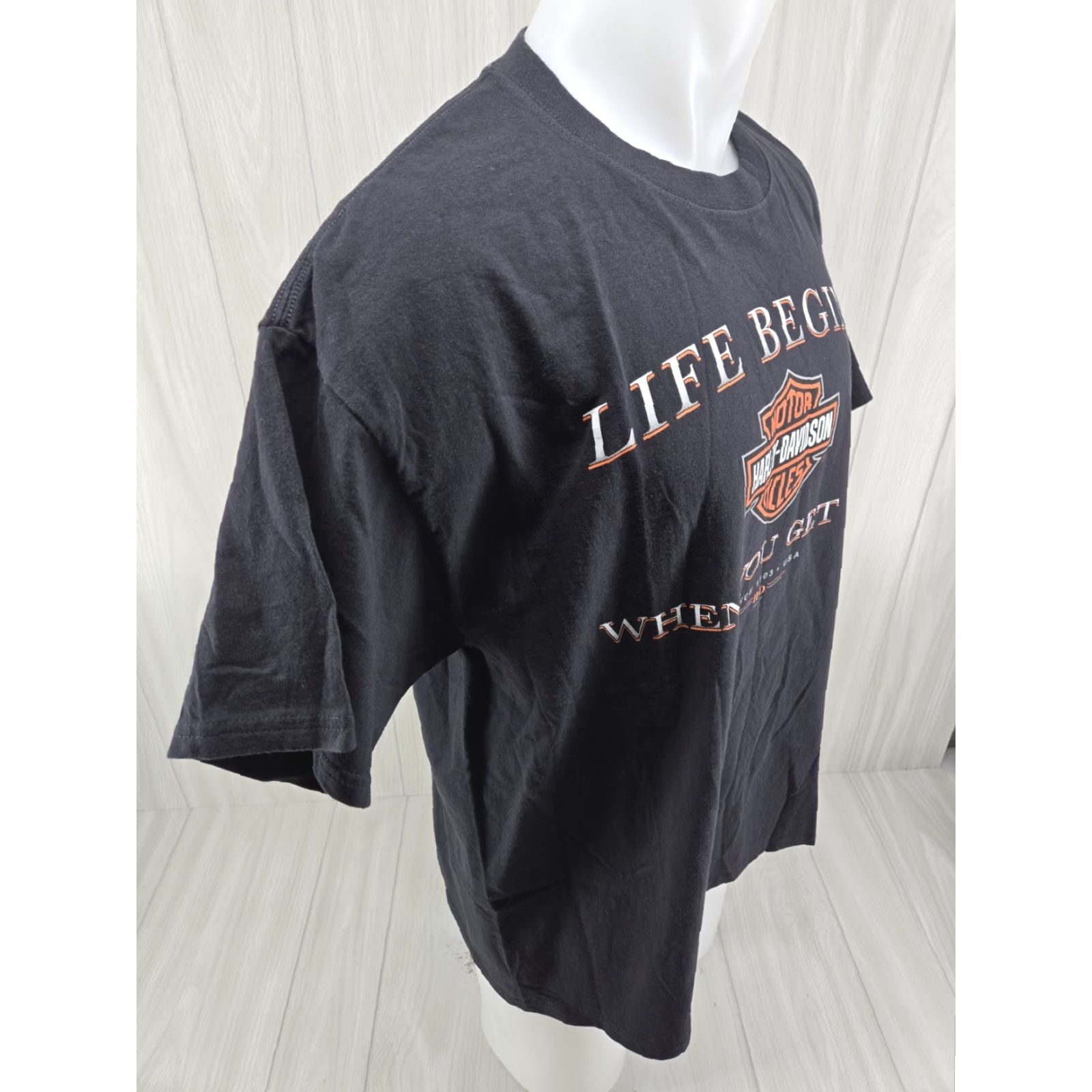 Harley Davidson Harley-Davidson Motorcycles Life Begins Pelham Alabama Black Shirt XL Men Short Sleeve Crew Neck Graphic Print T-Shirt Size US XL / EU 56 / 4 - 7 Thumbnail