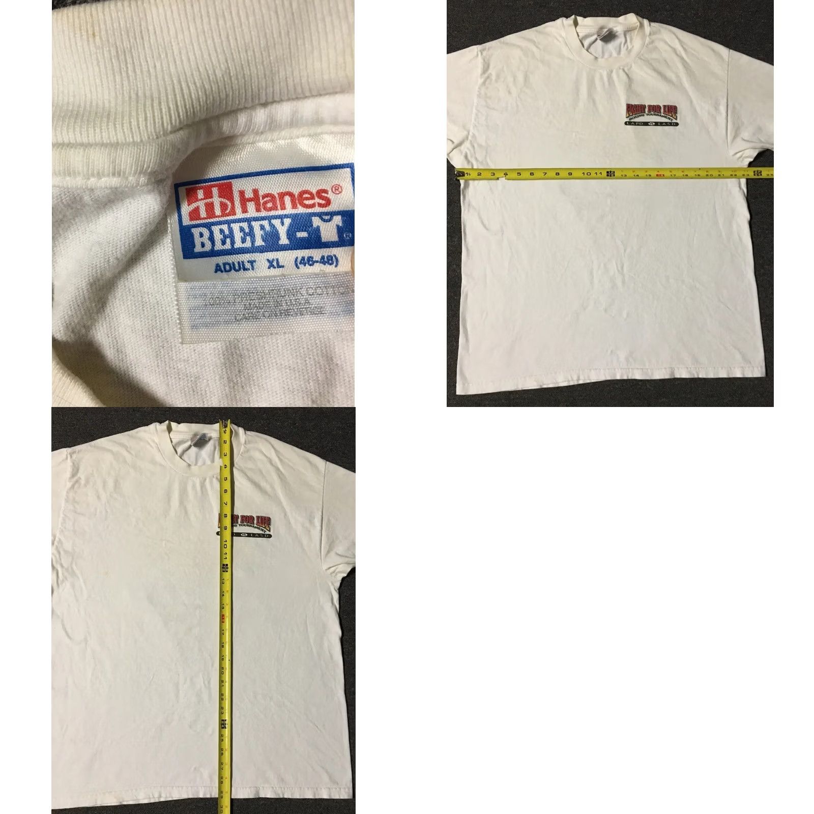 Vintage VINTAGE Fight For Life LAPD VS LASD Boxing Shirt XL White Police Cop Grunge 90s 80s USA California Mens Graphic Tee Size US XL / EU 56 / 4 - 9 Thumbnail