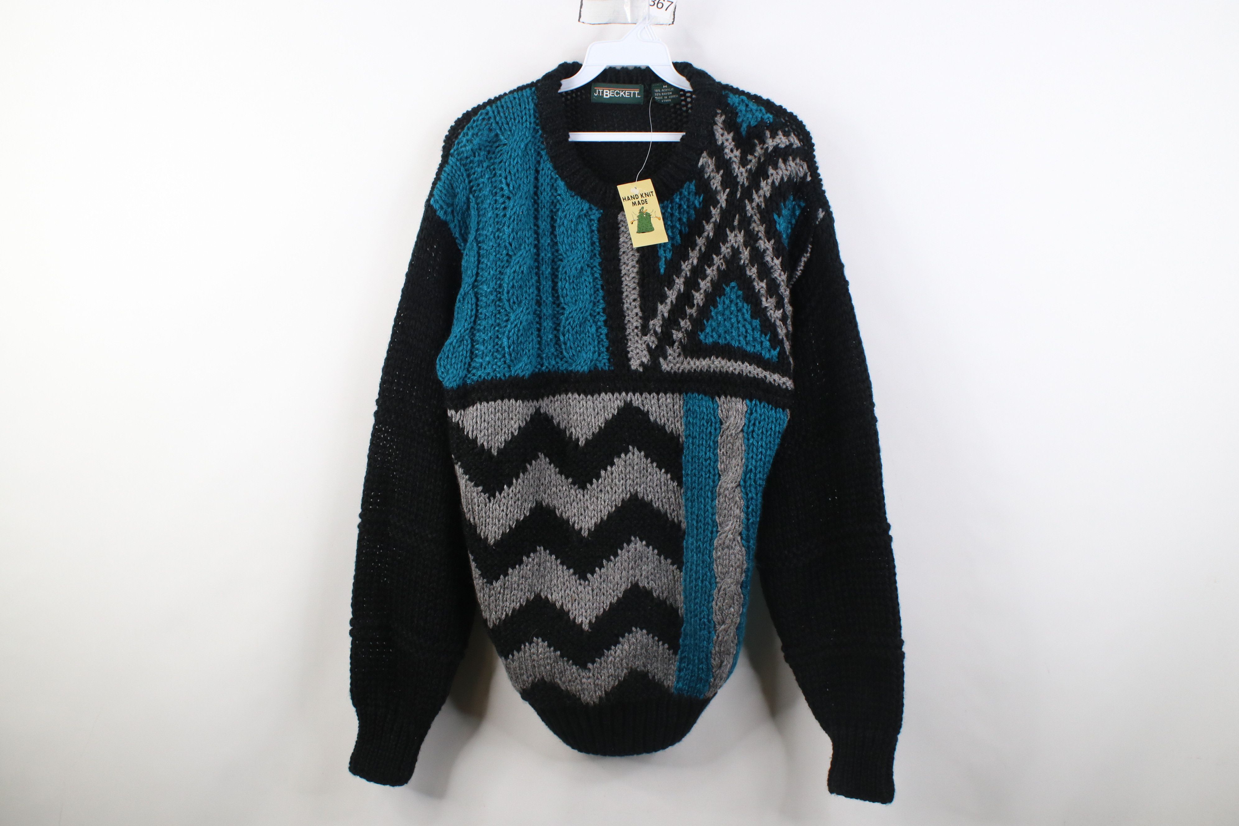 Vintage Deadstock Vintage 90s Streetwear Hand Knit Geometric Sweater Size M / US 6-8 / IT 42-44 - 1 Thumbnail