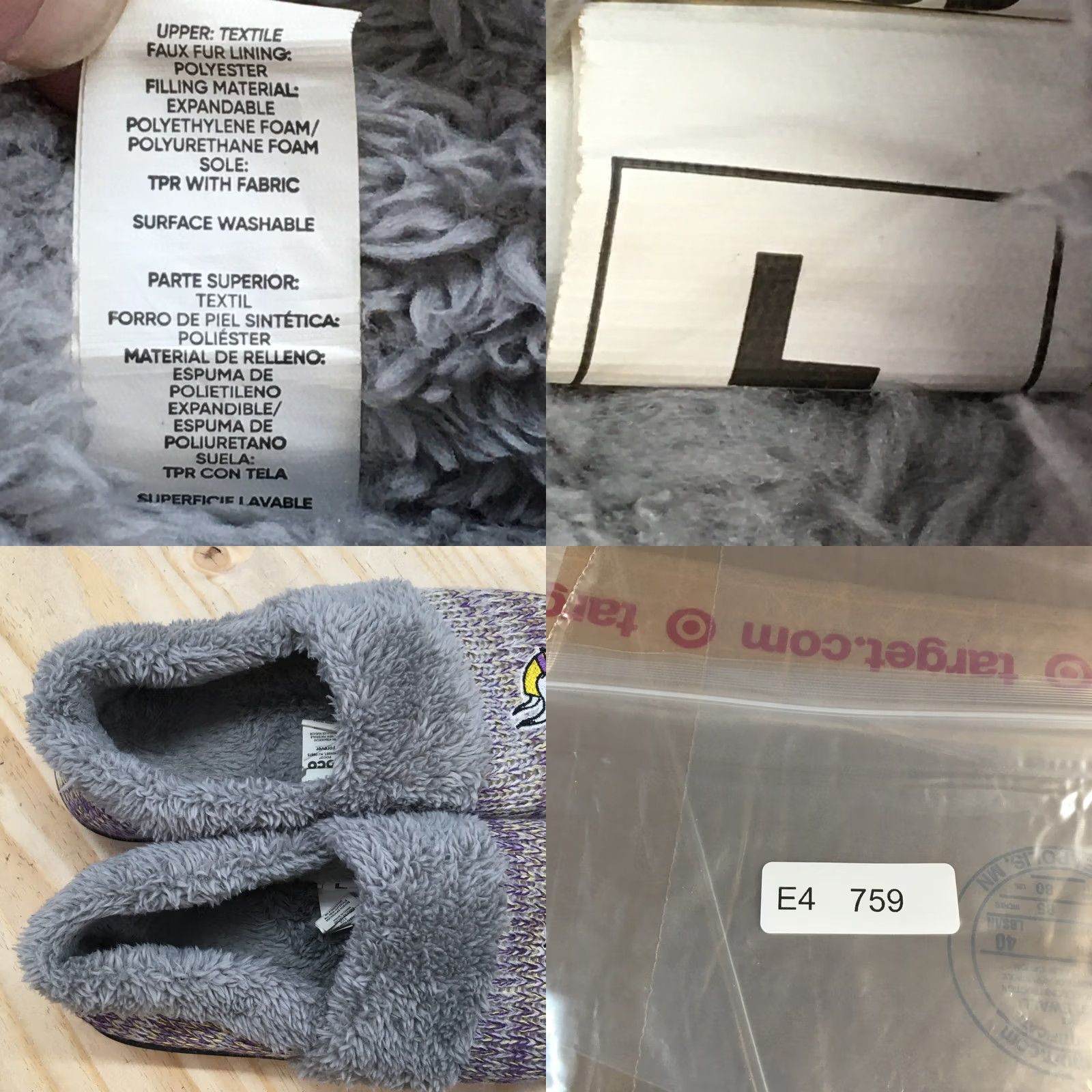 Vintage FOCO Slippers Womens 10 Gray Minnesota Vikings NFL Slip On Comfort Faux Fur Size US 10 / IT 40 - 9 Thumbnail