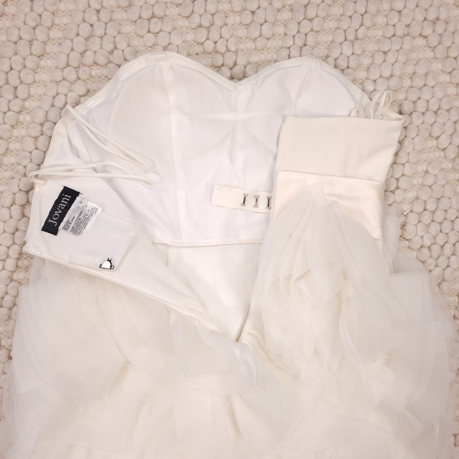 Other Jovani 100% Silk Strapless Mini Bubble Dress White Sz 2 Size XS / US 0-2 / IT 36-38 - 7 Thumbnail