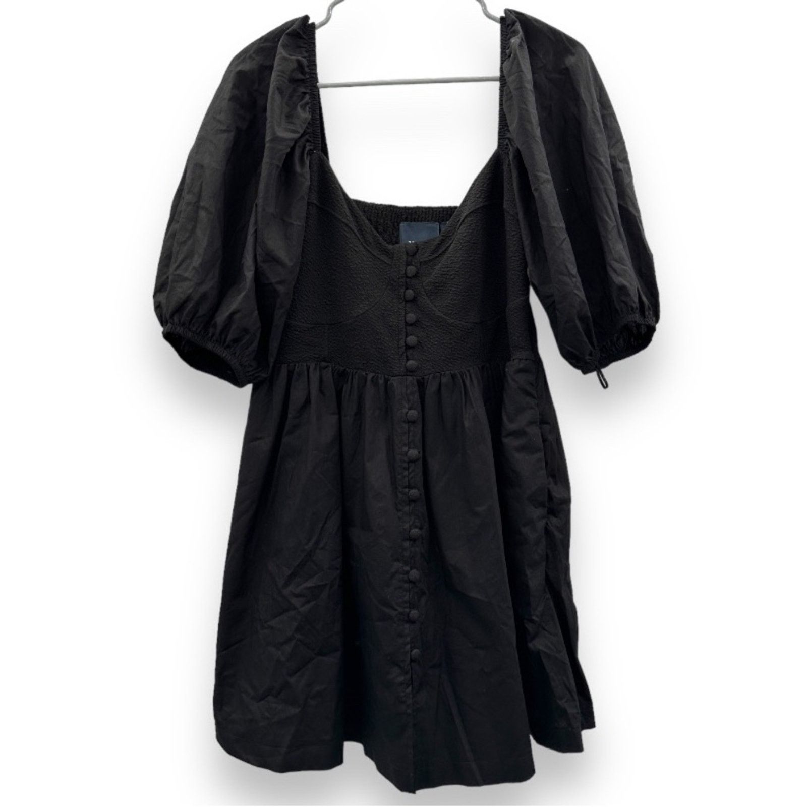 Anthropologie Anthropologie Maeve Puff Sleeve Black Mini Dress Size L NWT Size L / US 10 / IT 46 - 3 Thumbnail