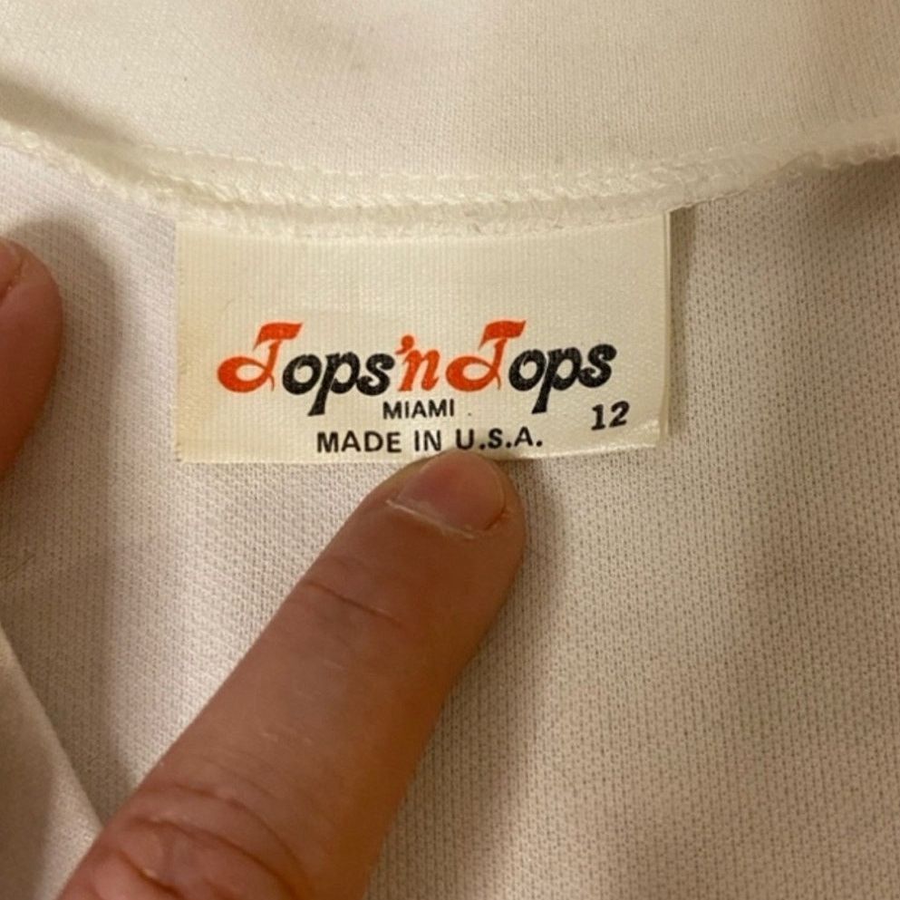 Other Vintage 80s Tops’n Tops Miami Red Stripe V-Neck Blouse 12 Size XL / US 12-14 / IT 48-50 - 3 Thumbnail