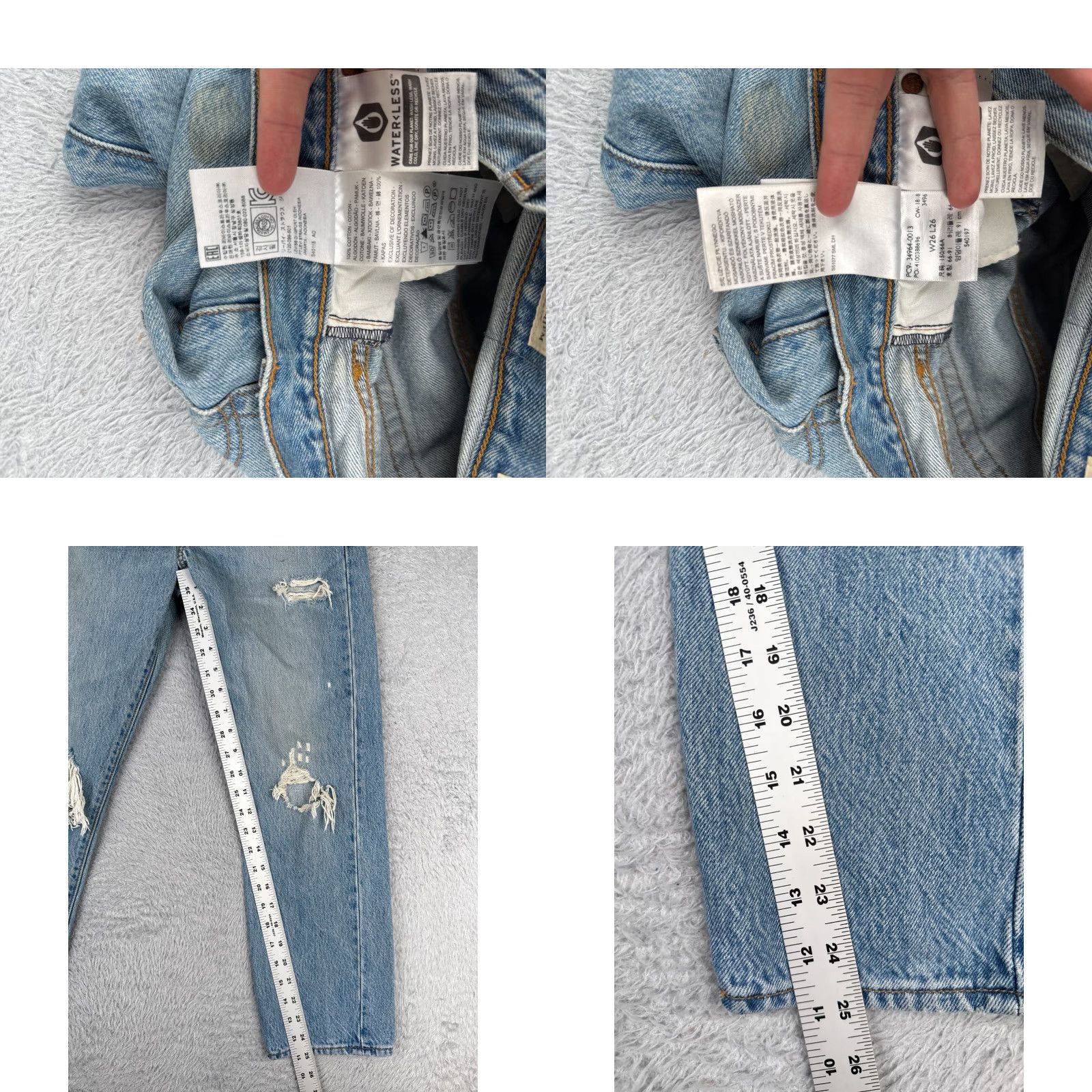 Levi's Levis Premium Jeans Women 26 Blue Denim Wedgie Distressed Stained 26x26 Jeans Size 26" / US 2 / IT 38 - 8 Thumbnail
