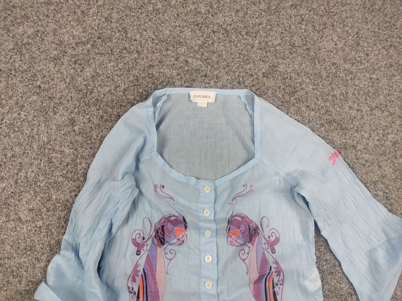 Diesel Vintage Diesel Blue Logo Y2K Button Shirt 1/4 Sleeves Blous Size S / US 4 / IT 40 - 5 Thumbnail