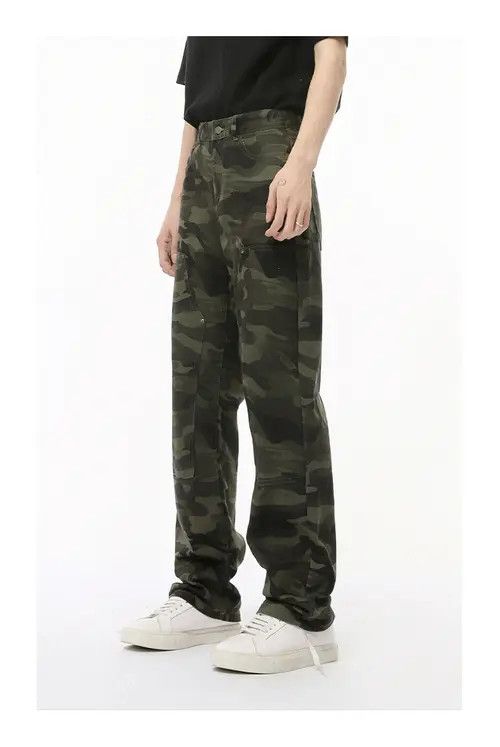VIBE American camouflage patchwork high street vintage jeans Size US 32 / EU 48 - 3 Thumbnail