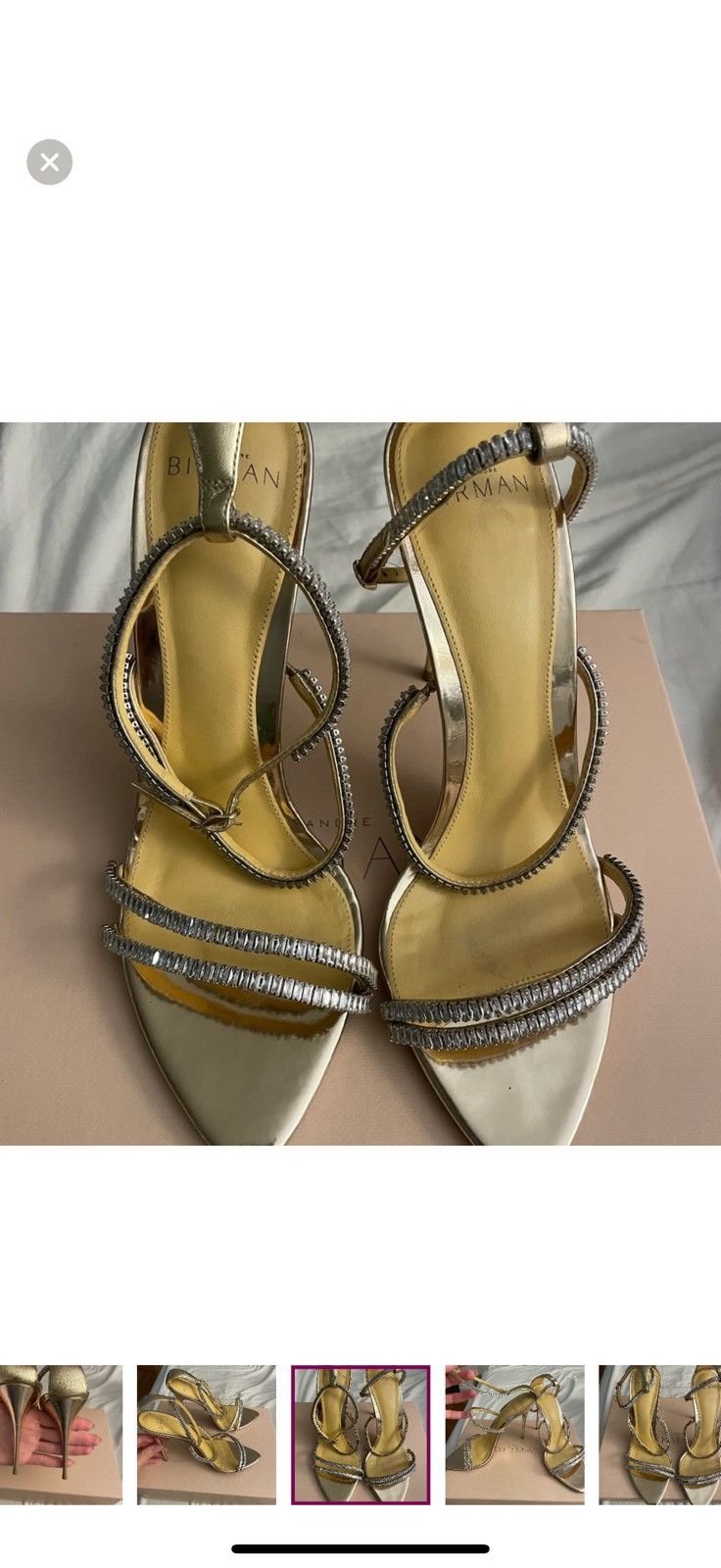 Alexandre Birman Alexandre Birman Lacy Zircone Gold Metallic Sandals Size US 9 / IT 39 - 7 Thumbnail