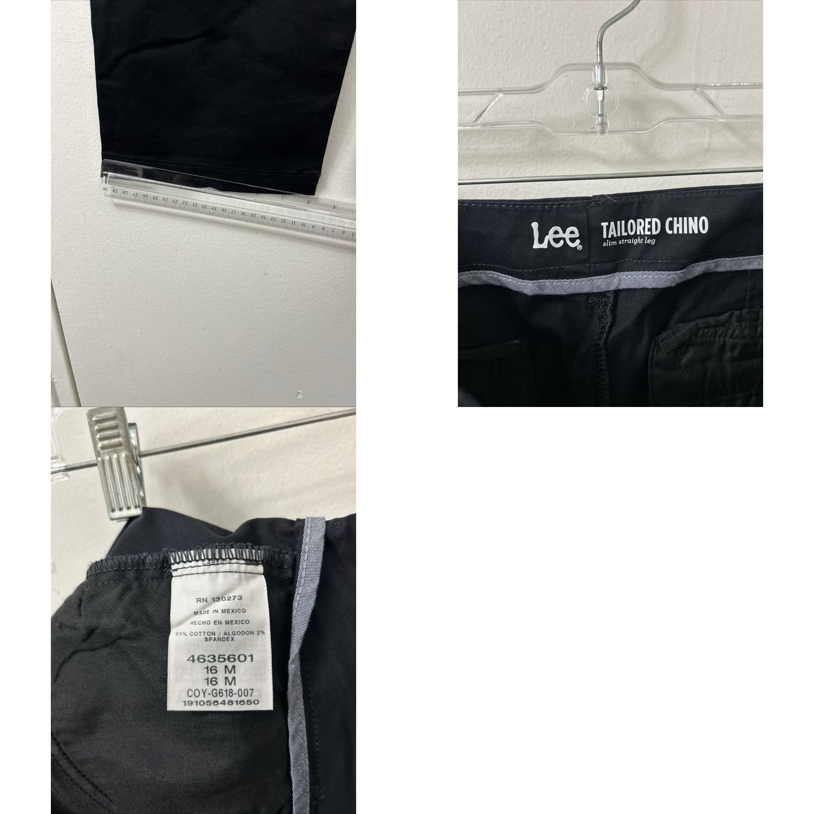 Lee Lee Tailored Chino Pants Womens 16 Slim Straight Leg NWT Black, 30 Inseam, 30 Inseam? 16x30 - NWT Size 38" / US 16 / IT 52 - 9 Thumbnail