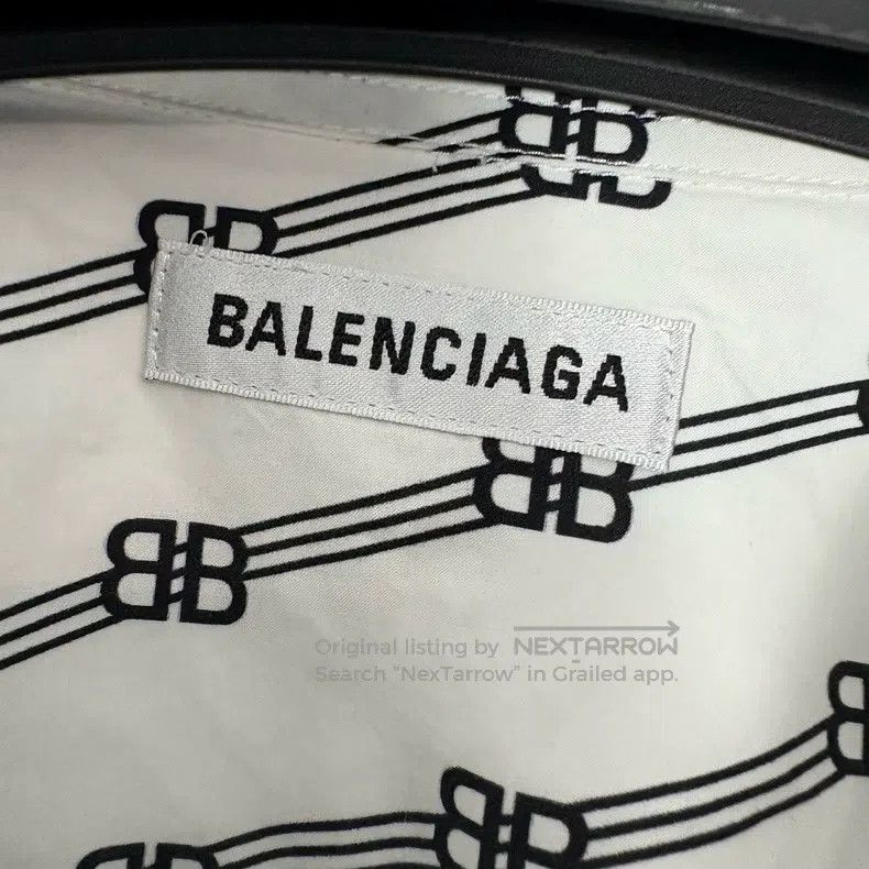 Balenciaga Balenciaga Full Print Logo, White Loose Fit Shirt Size XXS / US 00 / IT 34 - 3 Thumbnail