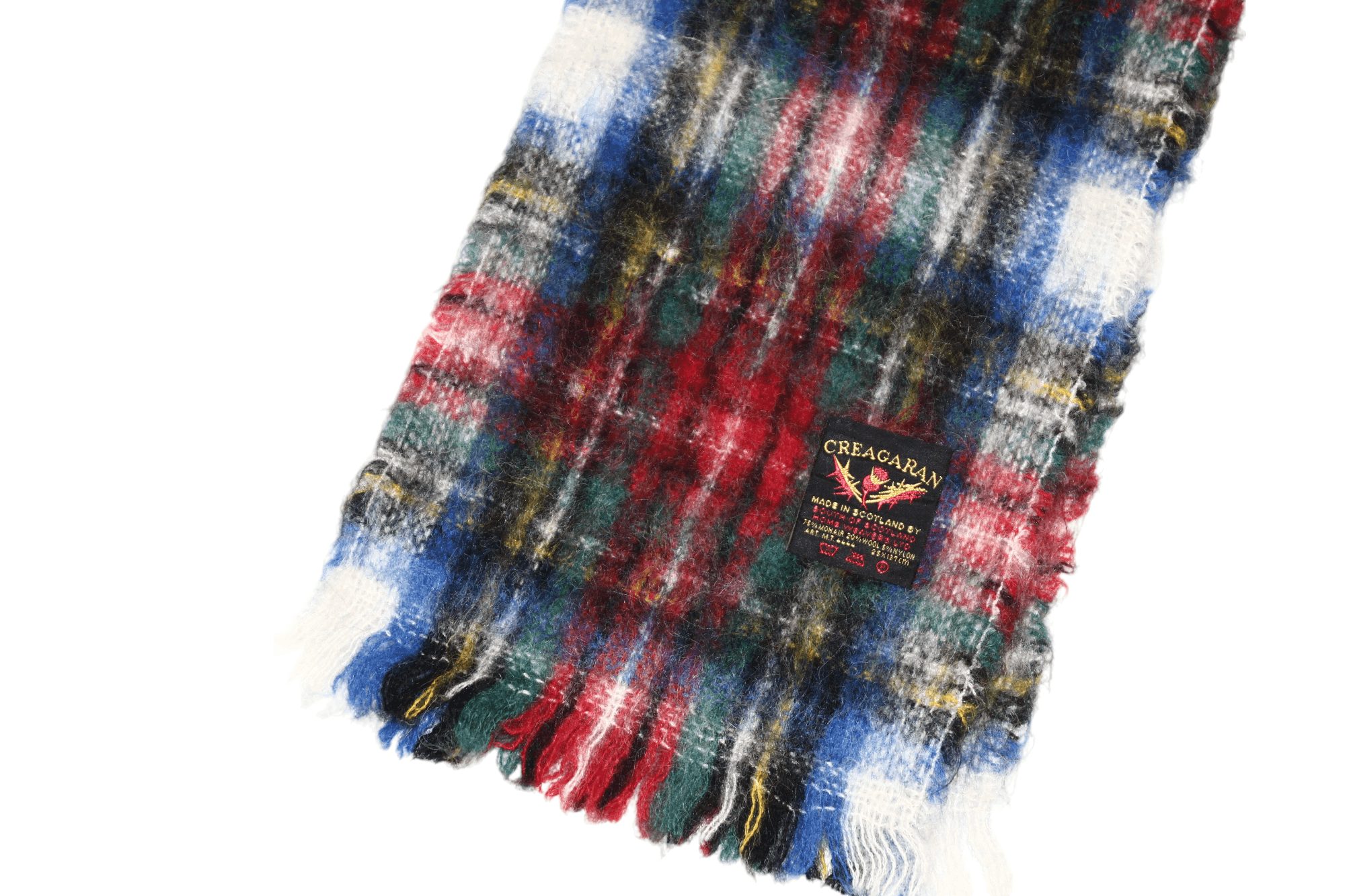 Johnstons Of Elgin Creagaran Scotland Plaid Mohair Wool Scarf 137x25cm Size ONE SIZE - 4 Thumbnail