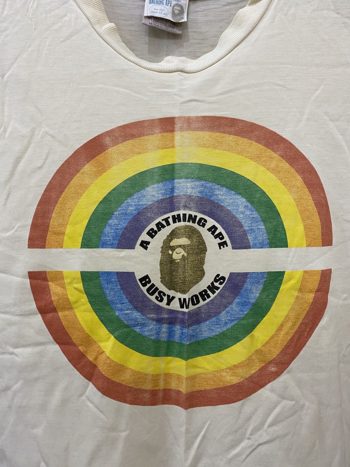 Bape Rare Vintage 90s Bathing Ape Busy Works Raibow Tee Size US M / EU 48-50 / 2 - 2 Thumbnail