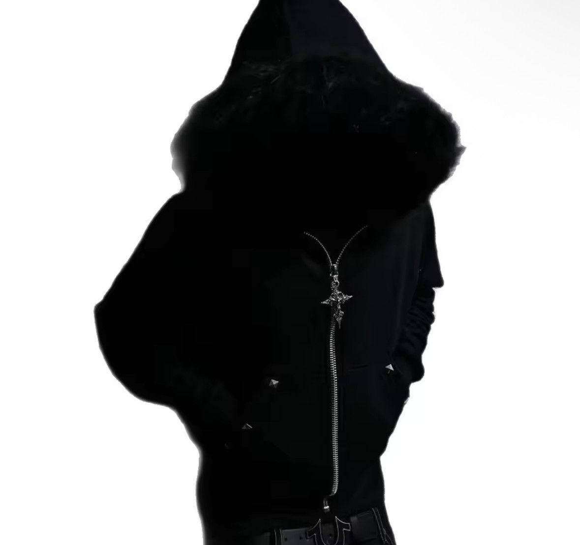 Other Fashion Punk Goth Grunge Dark Cross Fur Hat Graphic Hoodies Size US XL / EU 56 / 4 - 3 Thumbnail