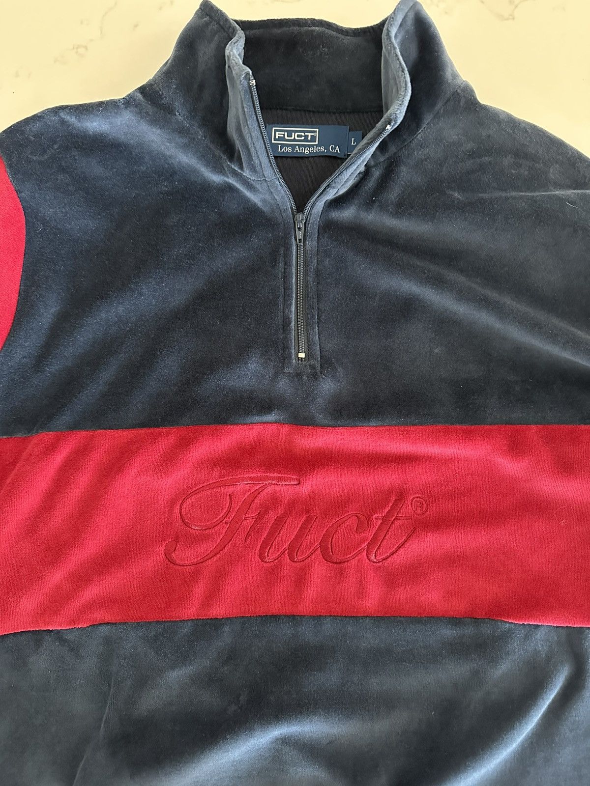 FUCT FUCT VELOUR QUARTER ZIP SWEATER NAVY Size US L / EU 52-54 / 3 - 1 Thumbnail
