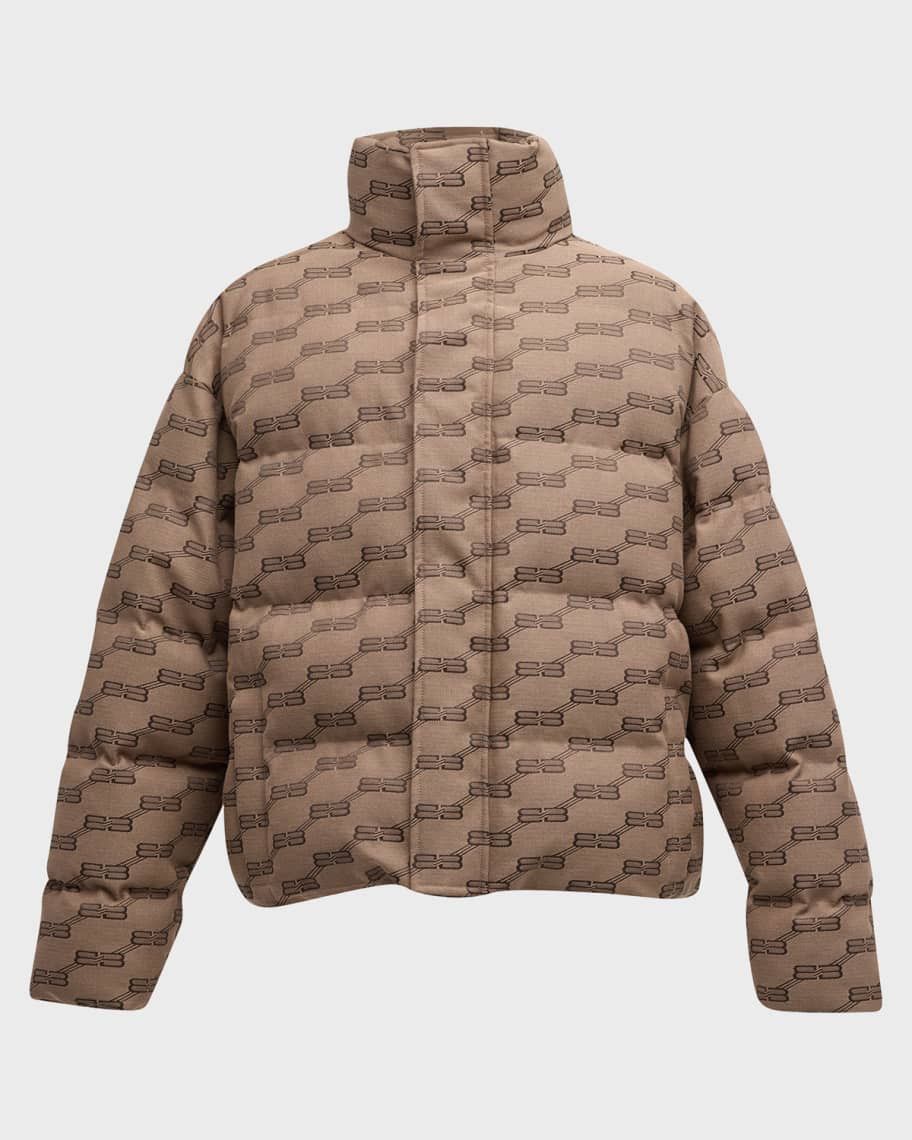 Balenciaga o1in1g1124 Dup / BB Monogram Puffer Jacket in Brown Size US XL / EU 56 / 4 - 1 Thumbnail
