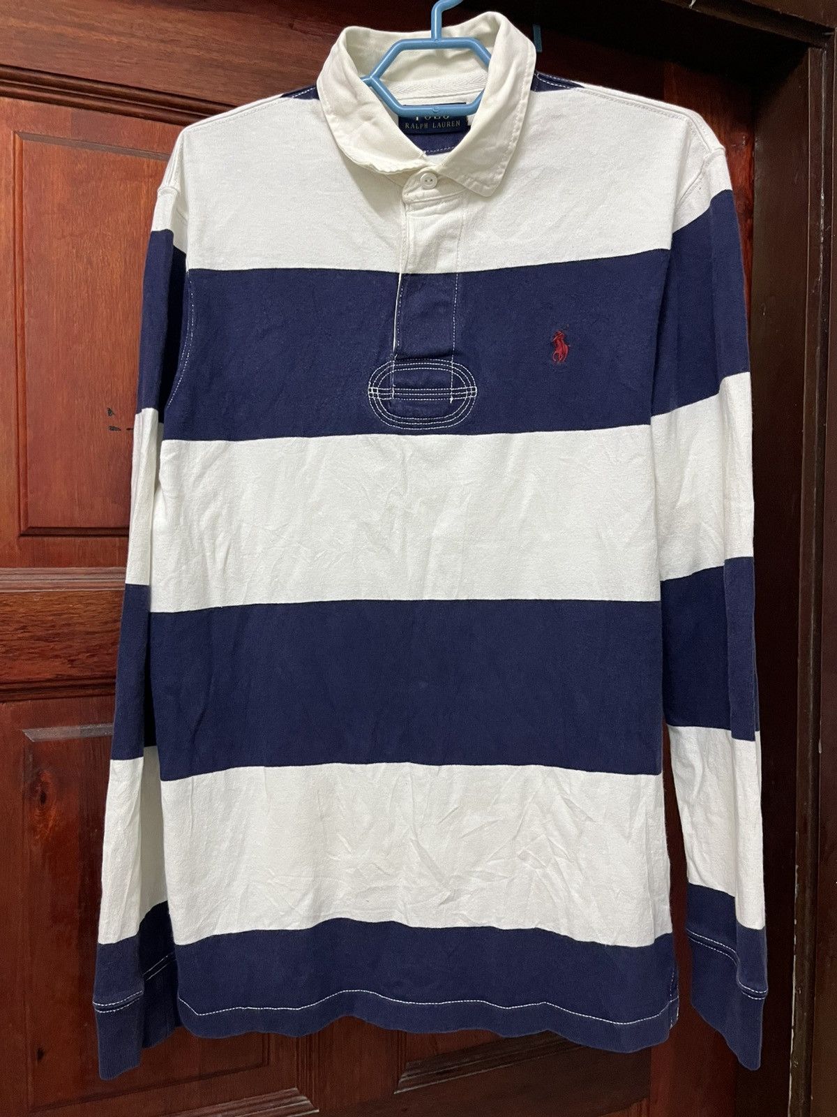 Polo Ralph Lauren Striped Rugby Shirt Long Sleeve Navy White