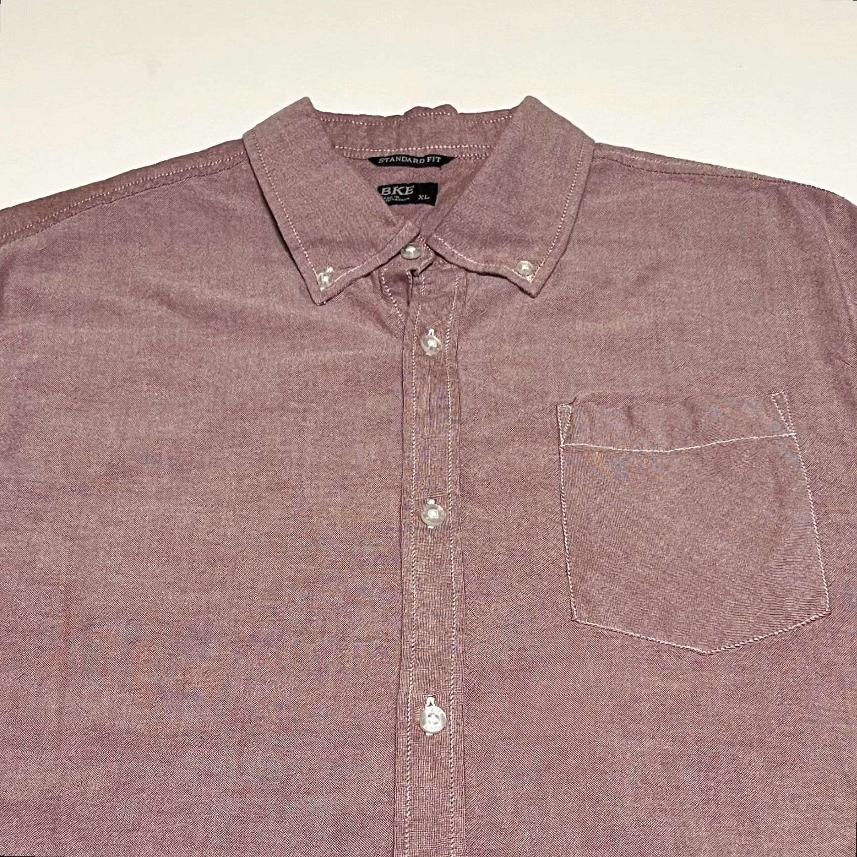 Vintage BKE Mens Button-Down Standard Fit Long Sleeve Shirt XL Red / Pink Size US XL / EU 56 / 4 - 2 Thumbnail