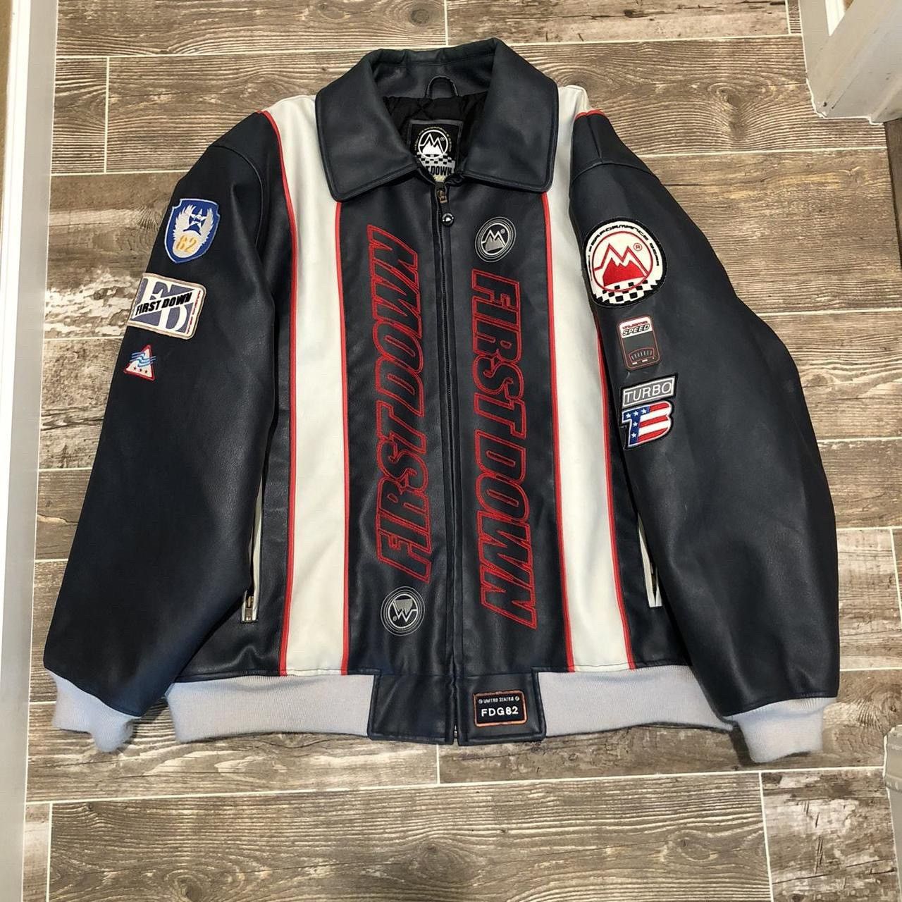 Japanese Brand First Down quilted leather racing jacket Grailed