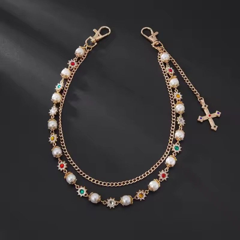 Jewelry Gold Color Hiphop Cross Pendant Waist Chain Pants Size ONE SIZE - 6 Thumbnail