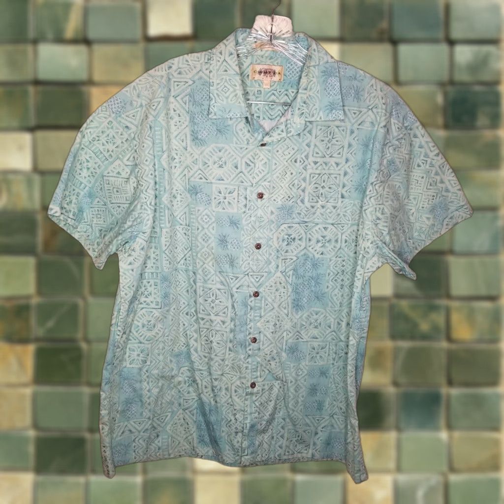 Vintage CAMPMA MODA Hawaiian Pineapple Button-Up Shirt Mens XL Green Short Sleeve Size US 36 / EU 52 - 1 Thumbnail