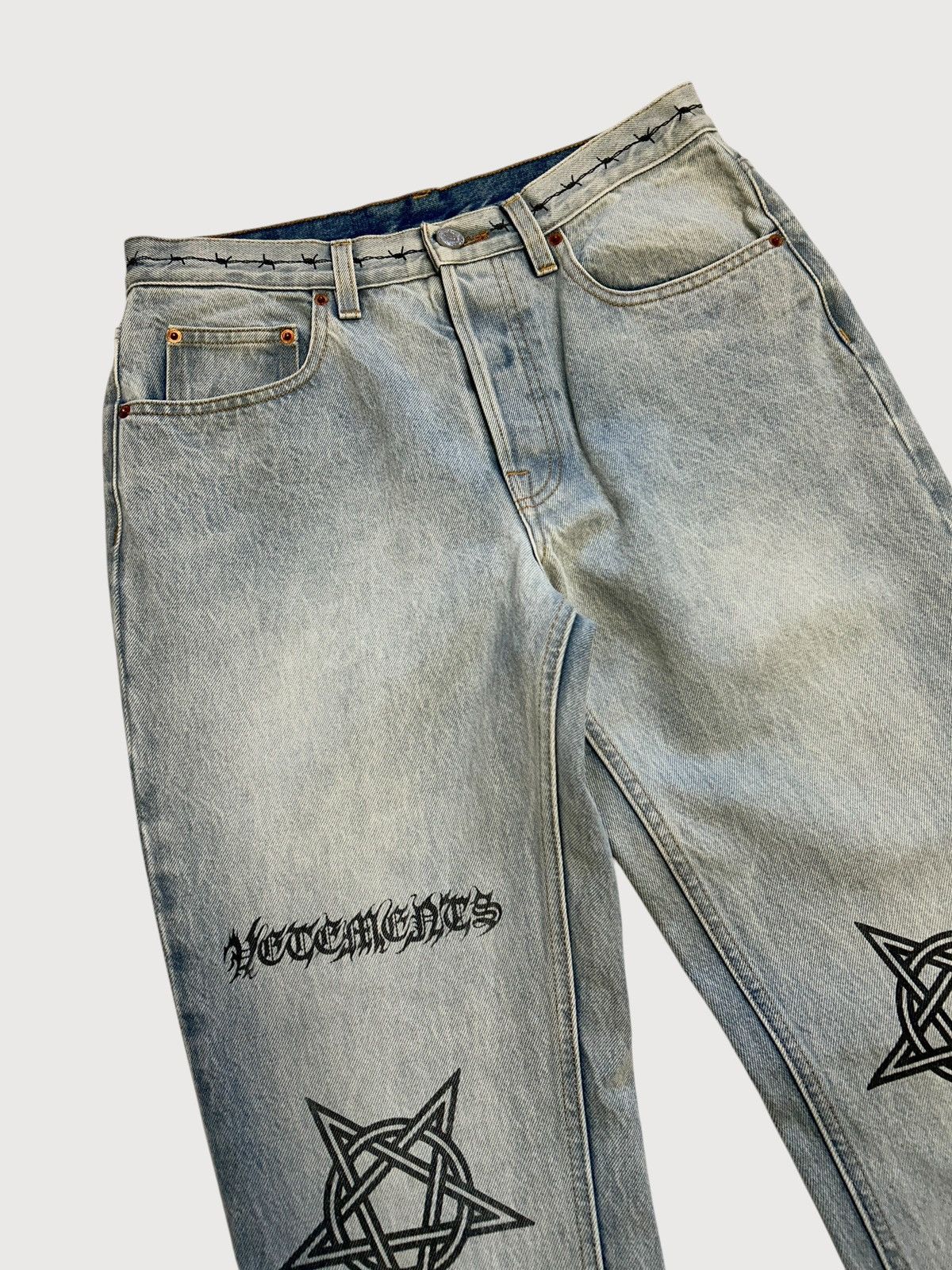 Vetements Pentagram Tattoo Gothic Logo Denim Jeans Size US 30 / EU 46 - 3 Thumbnail