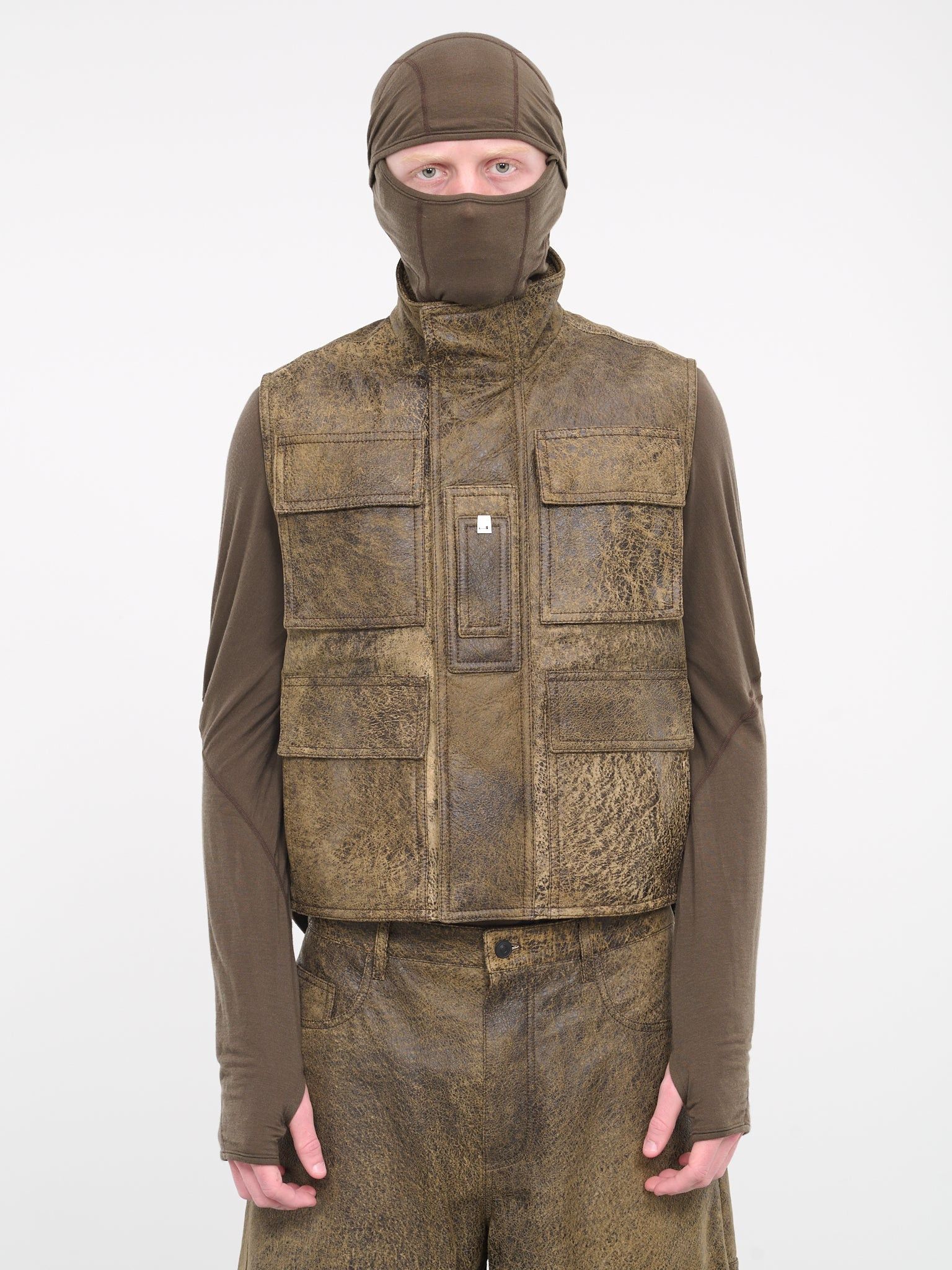 1017 ALYX 9SM Alyx Treated Tan Leather Cargo Vest Size US L / EU 52-54 / 3 - 1 Thumbnail