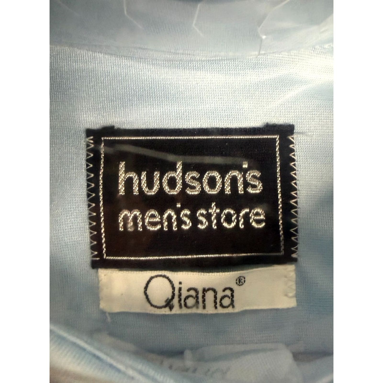 Hudson DEADSTOCK Vintage 70s Hudson'S Qiana Nylon Dress Shirt - 15.5 Sky Blue Size 40R - 4 Thumbnail