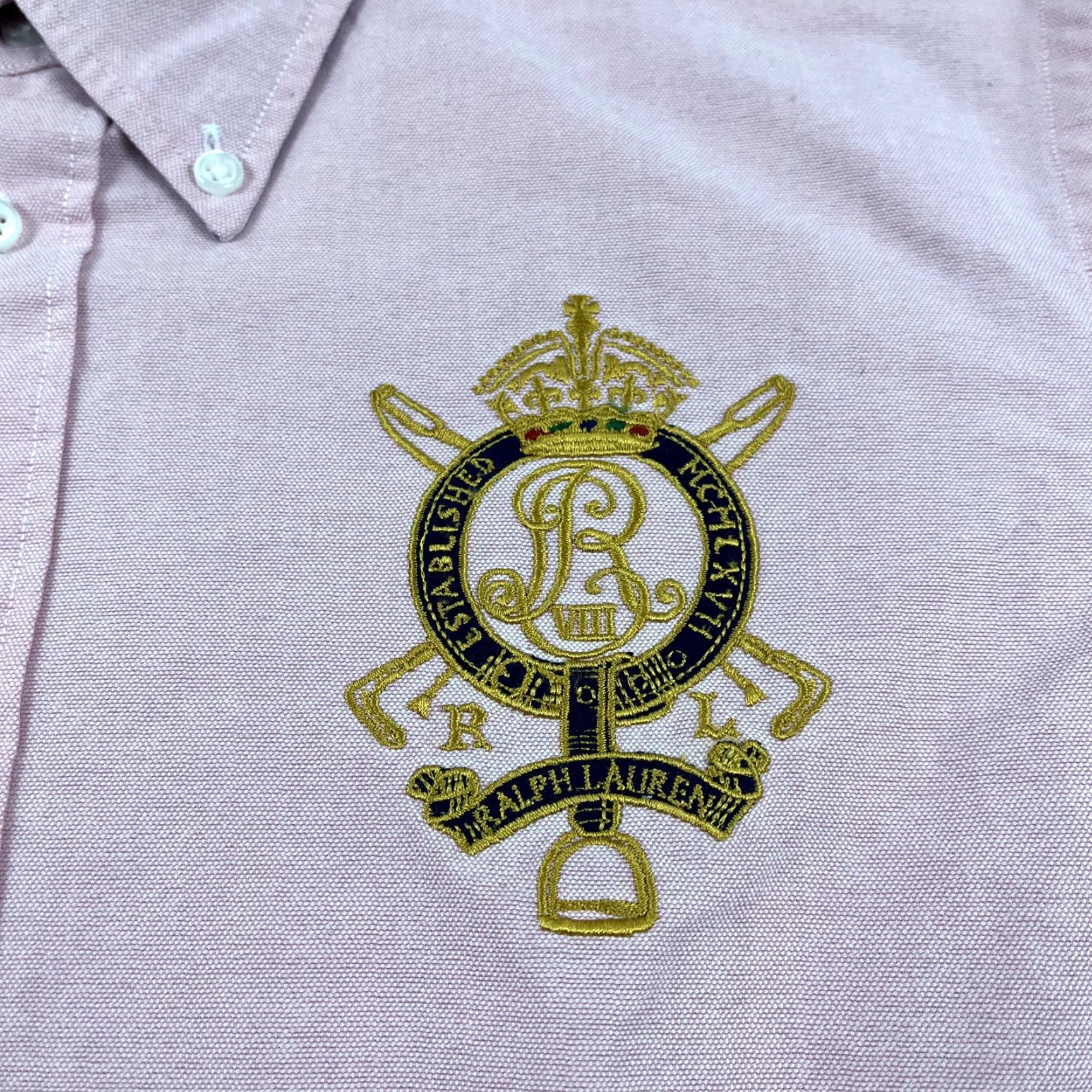 Ralph Lauren RALPH LAUREN Button-Up Shirt Adult Size 14 Pink Embroidered Crown Crest Casual Long Sleeve Classic Mens Size XL / US 12-14 / IT 48-50 - 2 Thumbnail