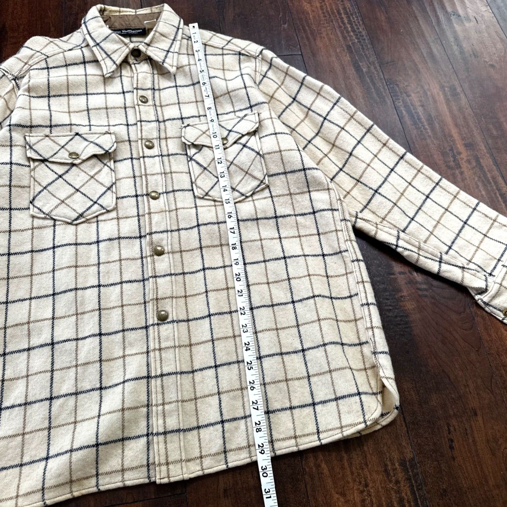 Jim Thompson VINTAGE Norm Thompson Heavy Wool Long Sleeve Snap Up Plaid Shirt Beige XL Outdoor Mens Size US XL / EU 56 / 4 - 6 Thumbnail