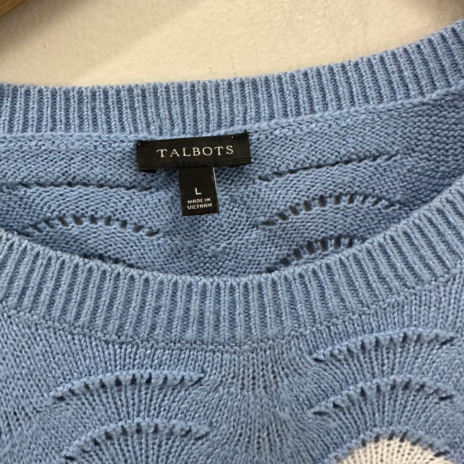Other Talbots Blue Knit Chevron Stripe Pullover Fair Isle Sweater Size L / US 10 / IT 46 - 5 Thumbnail