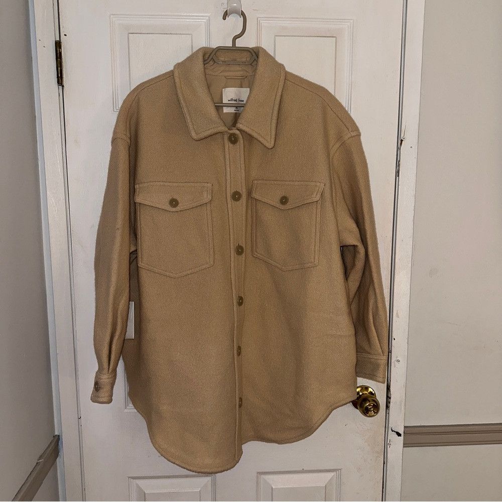 image of Aritzia NWT Wilfred The Ganna Shirt Merino Wool Flax Beige Jacket S in Cream, Women's (Size 2XL)