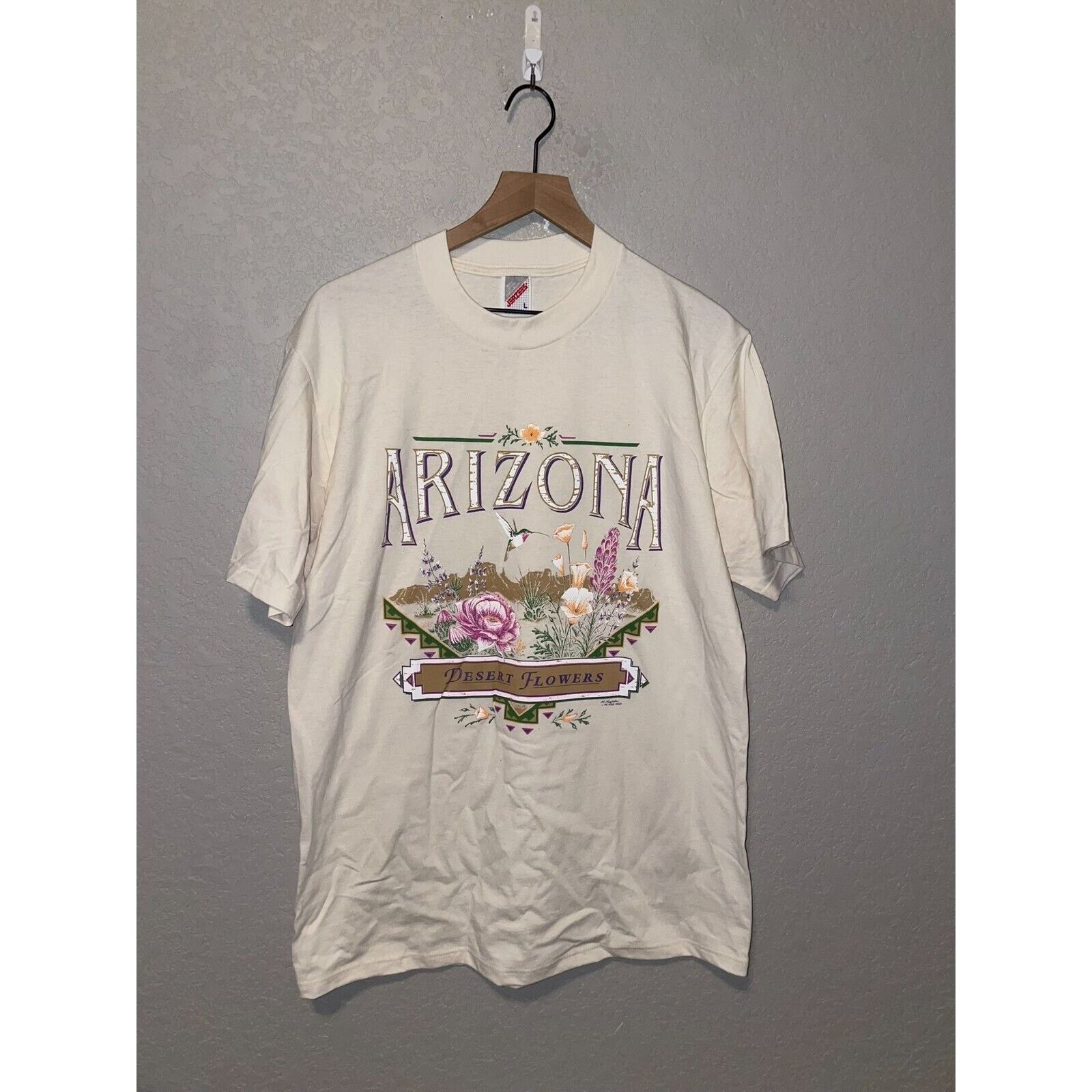 Jerzees 90s Vintage Arizona Desert Flowers White Shirt VTG L Large Size US L / EU 52-54 / 3 - 1 Thumbnail