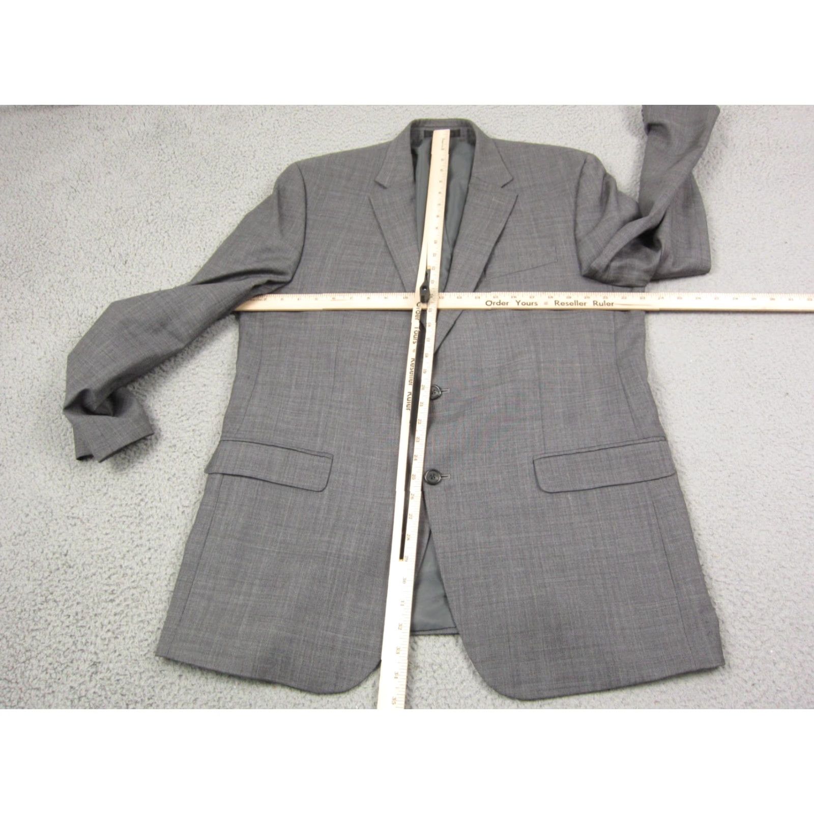 Chaps Chaps Blazer Men 44L Gray Wool Notch 2-Button Single-Breasted Suit Jacket Tuxedo Style Vintage 80s Jacket Coat Short Length - Dry Clean Only Size 44R - 5 Thumbnail