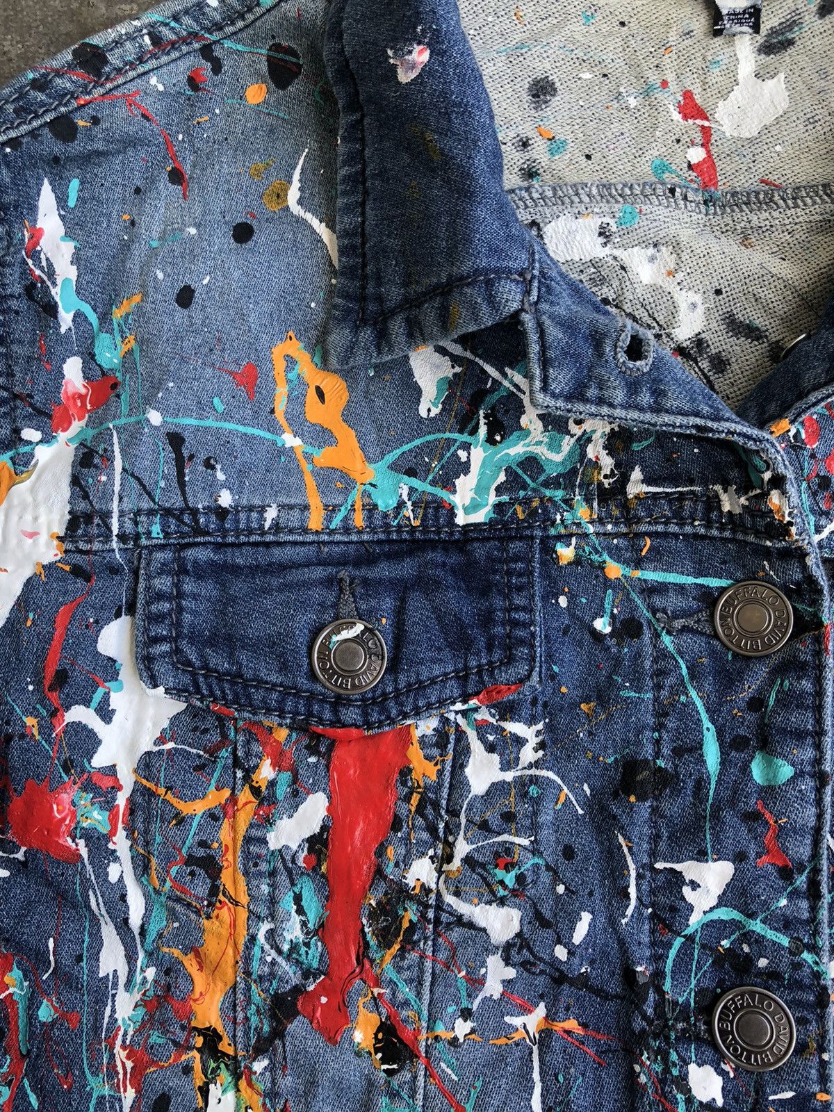 Buffalo David Bitton 💥RARE💥Vintage Buffalo David Bitton Paint Splash Denim Jacket Size US M / EU 48-50 / 2 - 7 Thumbnail