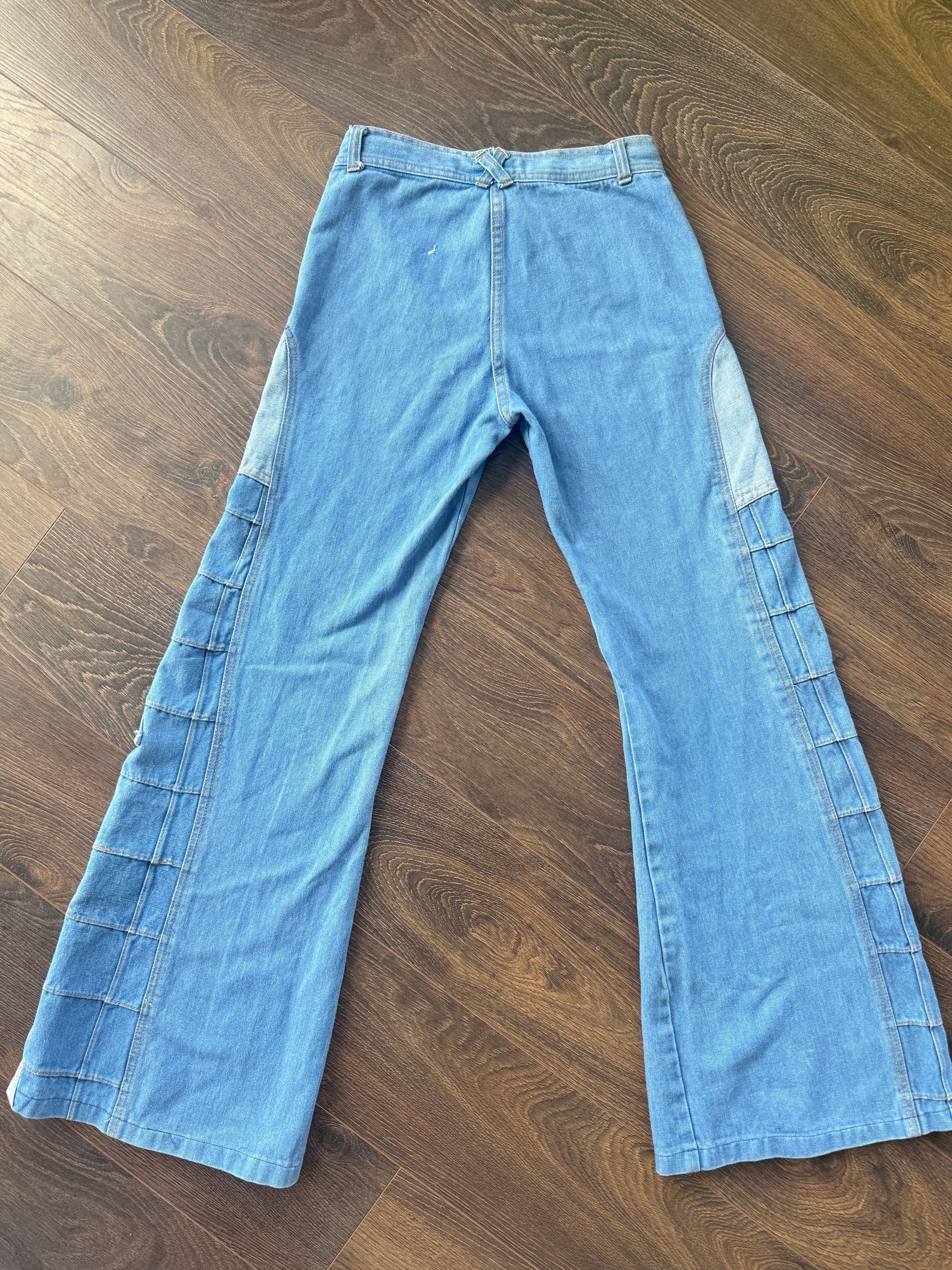Other 1970's Brittania Window Pane Jeans Bell Bottoms Size 24" / US 00 / IT 34 - 2 Thumbnail