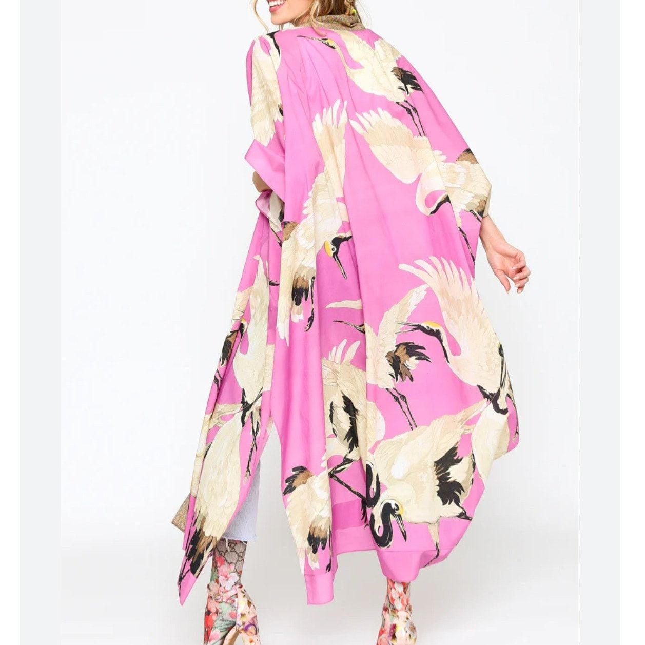 Other NWT Aratta Cranes Of Heaven Rose Kimono Size ONE SIZE - 1 Thumbnail