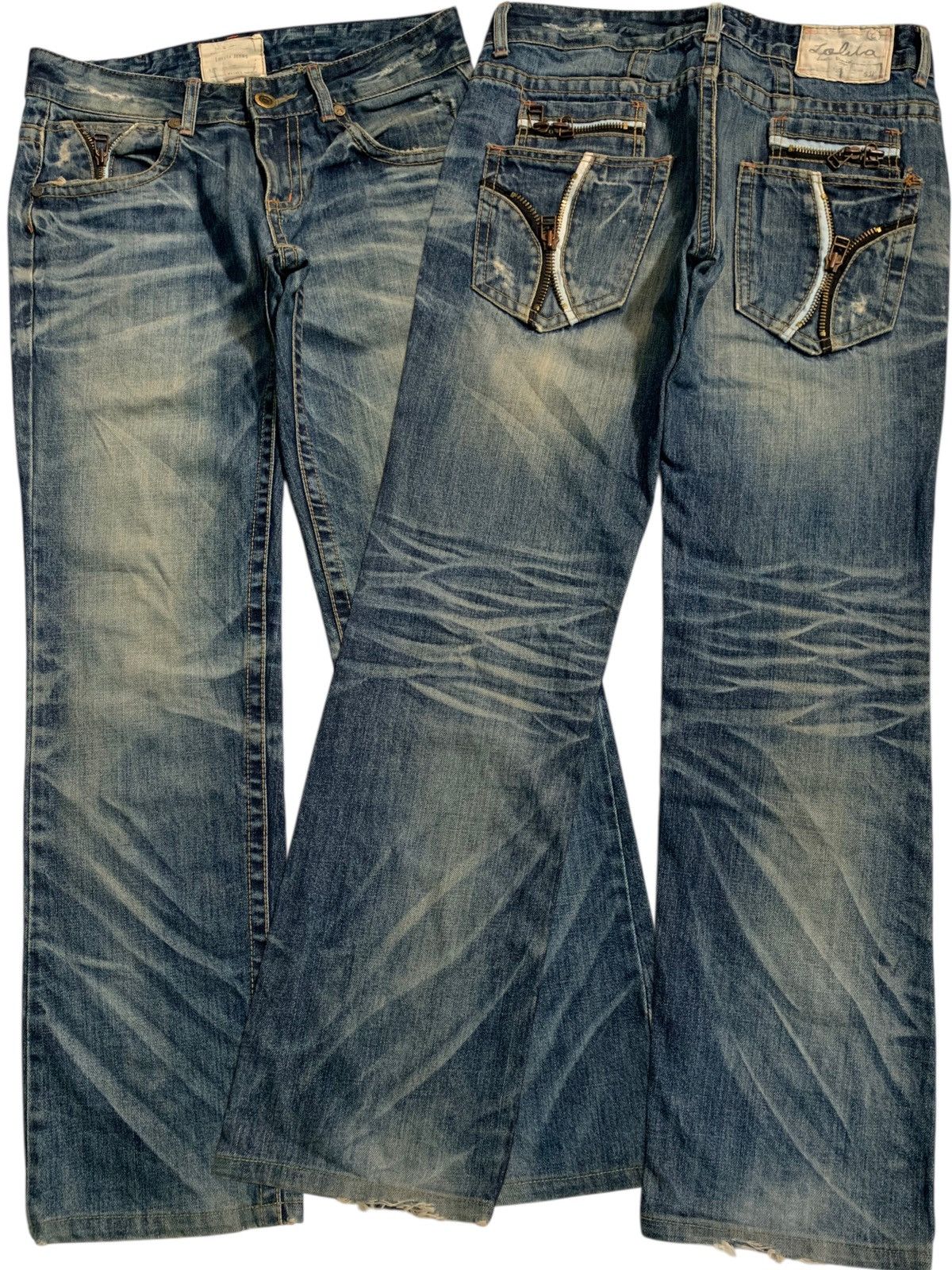 JAPANESE LOLITA FADED & RUSTY PUNK DISTRESSED DENIM