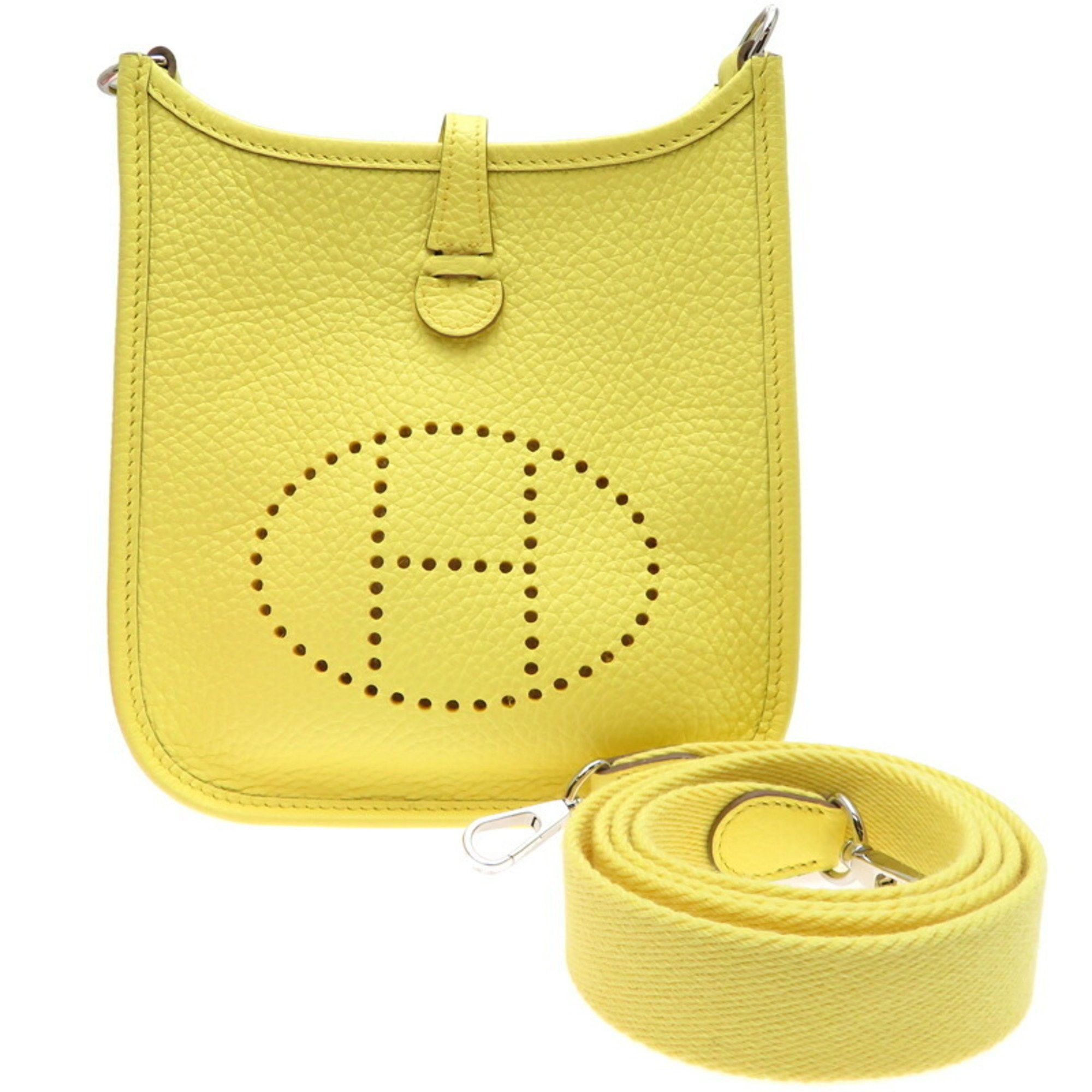 Hermes B Stamp 2023 Evelyn Tpm Ladies Shoulder Bag Taurillon Clemence Limoncello in Yellow, Women's