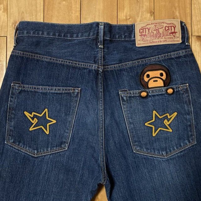 Bape BAPE STA Milo Embroidered Denim Pants a bathing ape ★size M Size US 32 / EU 48 - 4 Thumbnail