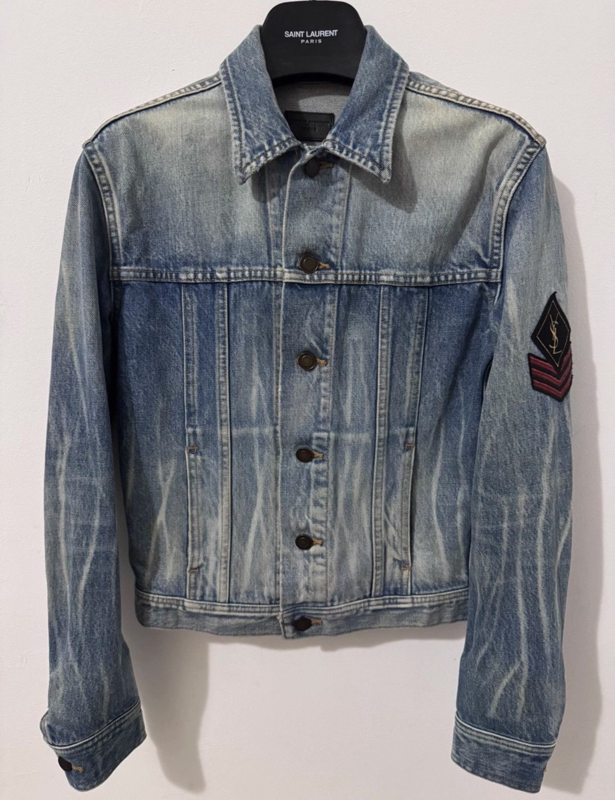 Saint Laurent Paris SLP) 16FW Light Blue Wave Gradient Medallion Denim Jacket Size US S / EU 44-46 / 1 - 1 Thumbnail