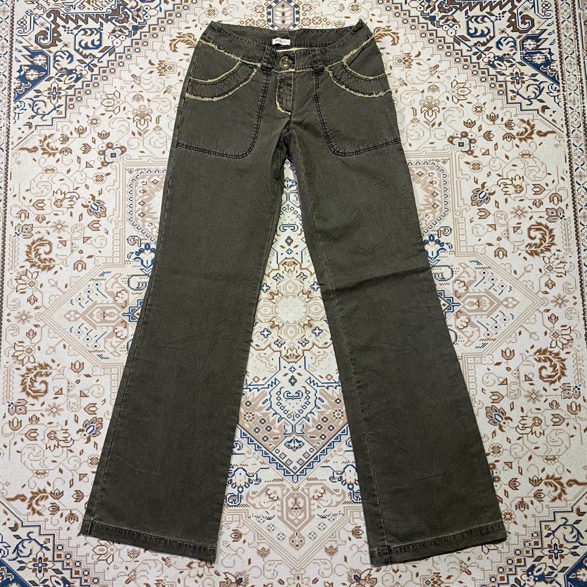 If Six Was Nine × Le Grande Bleu (L.G.B.) 2000s Y2K Max & Co Distressed Accent Flare Jeans Size US 30 / EU 46 - 1 Thumbnail