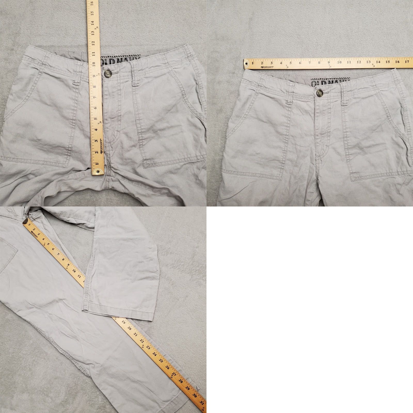 Old Navy Old Navy Linen Pants Womens Small Gray Cotton Flat Front Draw Zip Strings Chino Casual 30in Inseam Pockets Size 28" / US 6 / IT 42 - 8 Thumbnail