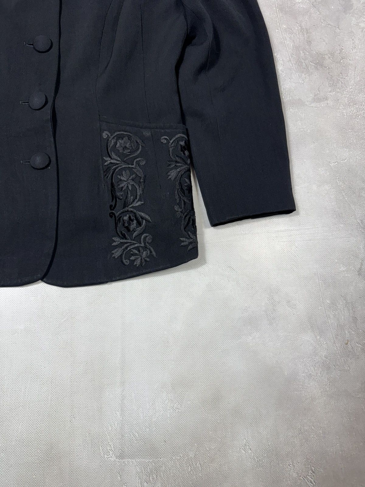 Jil Sander Vintage Jil Sander 80s Wool Embroidered Blazer West Germany Size XS / US 0-2 / IT 36-38 - 3 Thumbnail