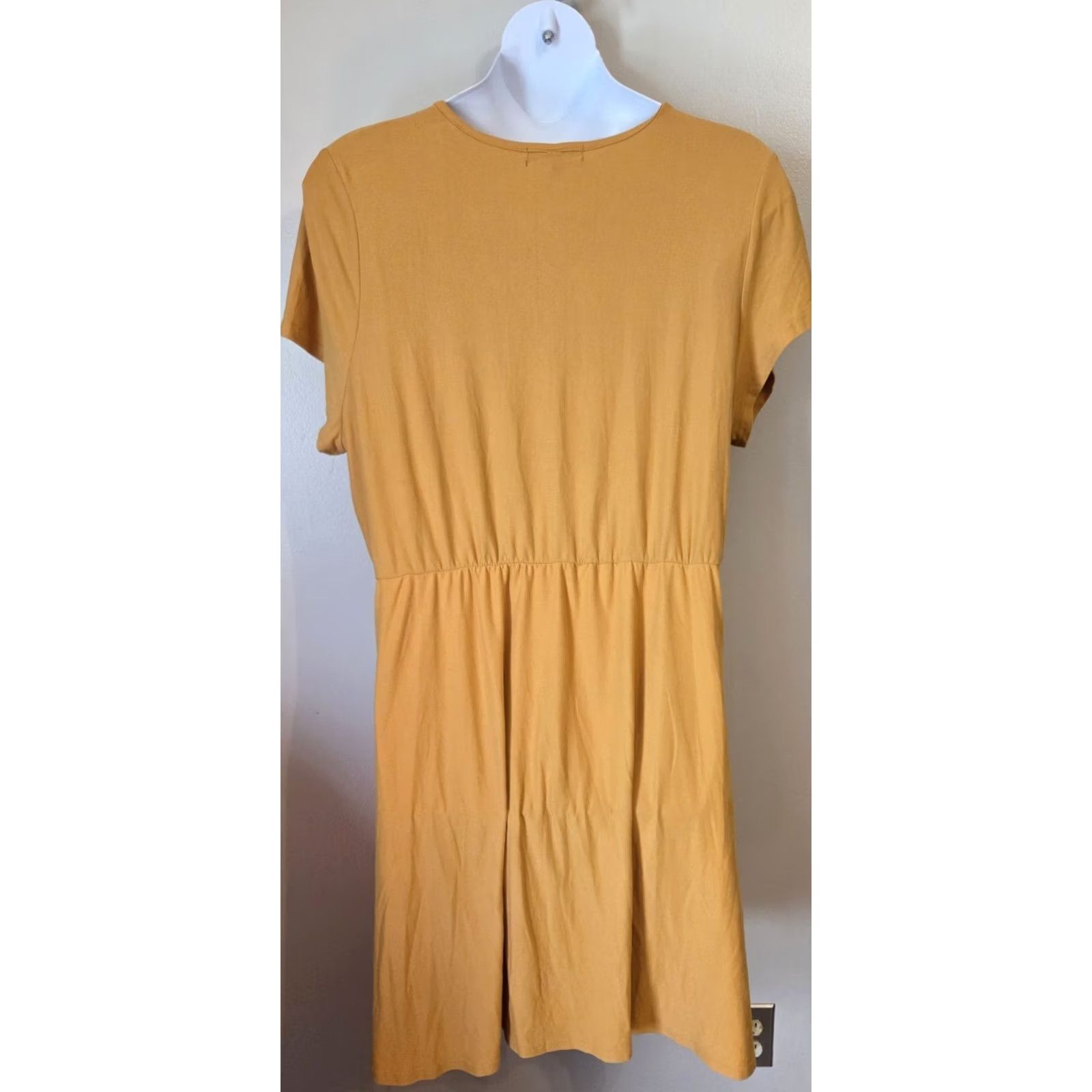 Vintage Derek Heart Mustard Gold Wrap Dress 3X Tortoiseshell Buttons Yellow Women Size XXL / US 16-18 / IT 52-54 - 3 Thumbnail