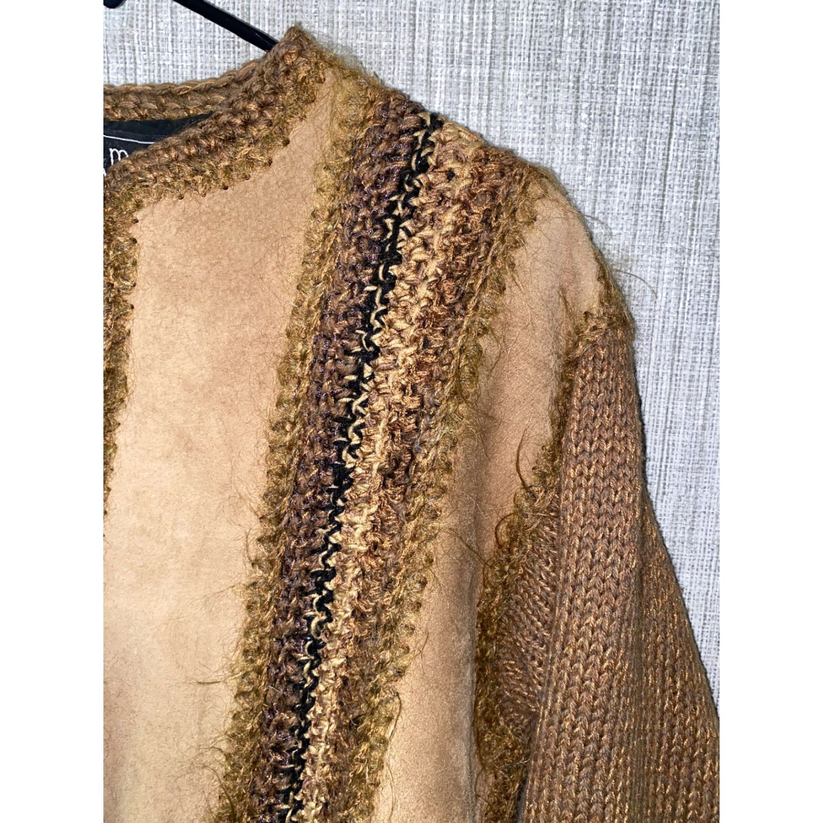 Vintage VINTAGE M_M Womens Cardigan Shirt? Leather Suede Brown? Size L / US 10 / IT 46 - 2 Thumbnail