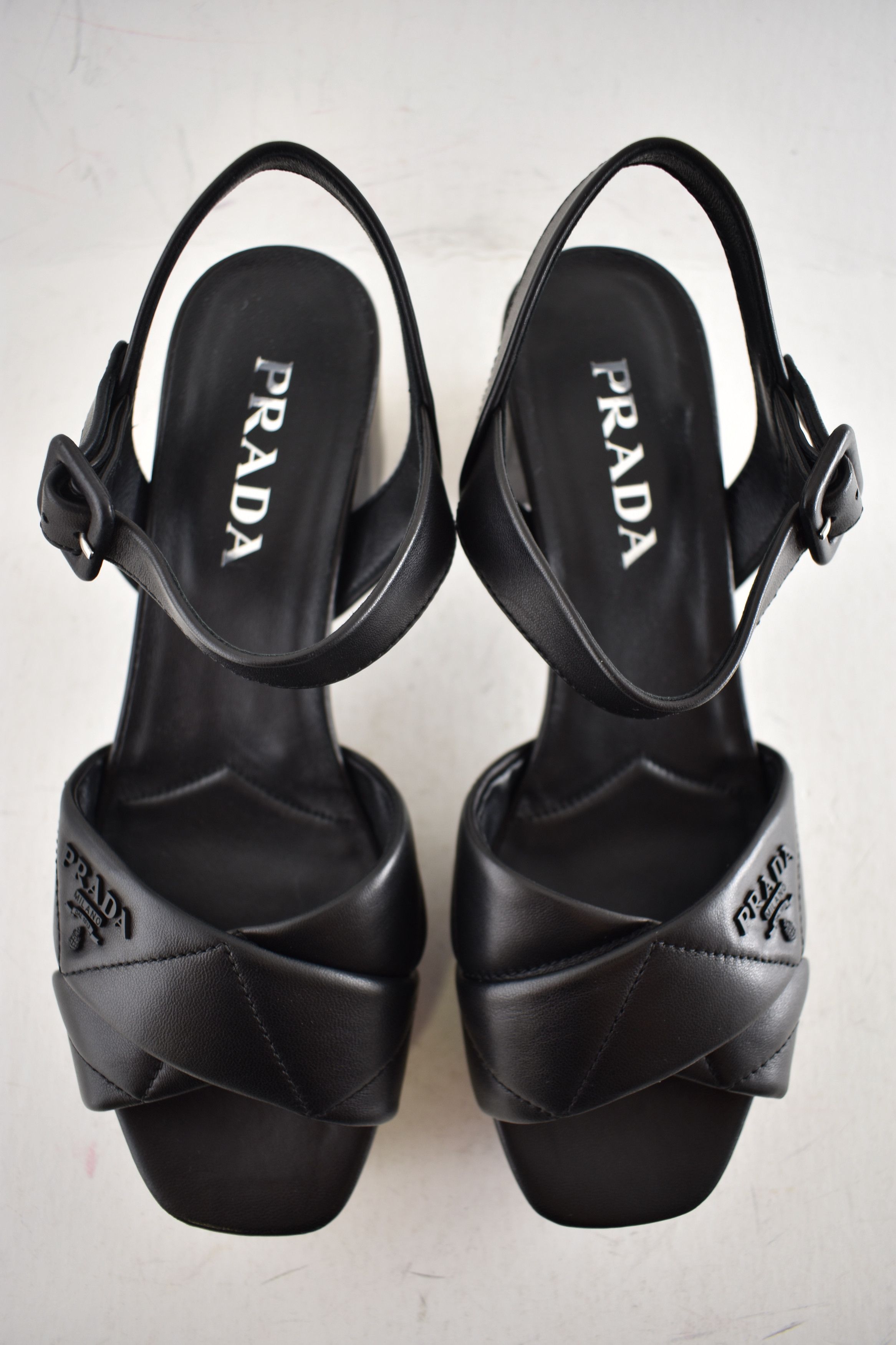 Prada Prada 65mm Quilted Platform Sandal Ankle Strap Block Heel 38 Size US 8 / IT 38 - 13 Thumbnail