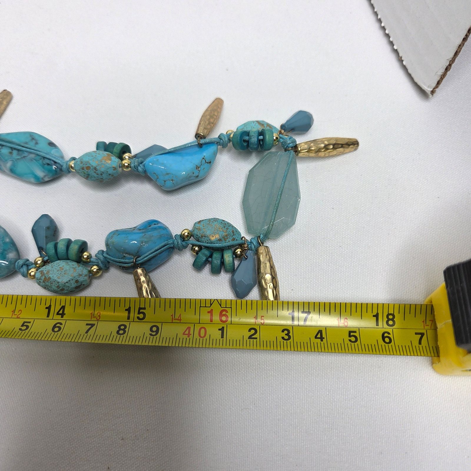 Chicos Chico's Costume Faux Turquoise Necklace W/ Gold Tone Accents Size ONE SIZE - 8 Thumbnail