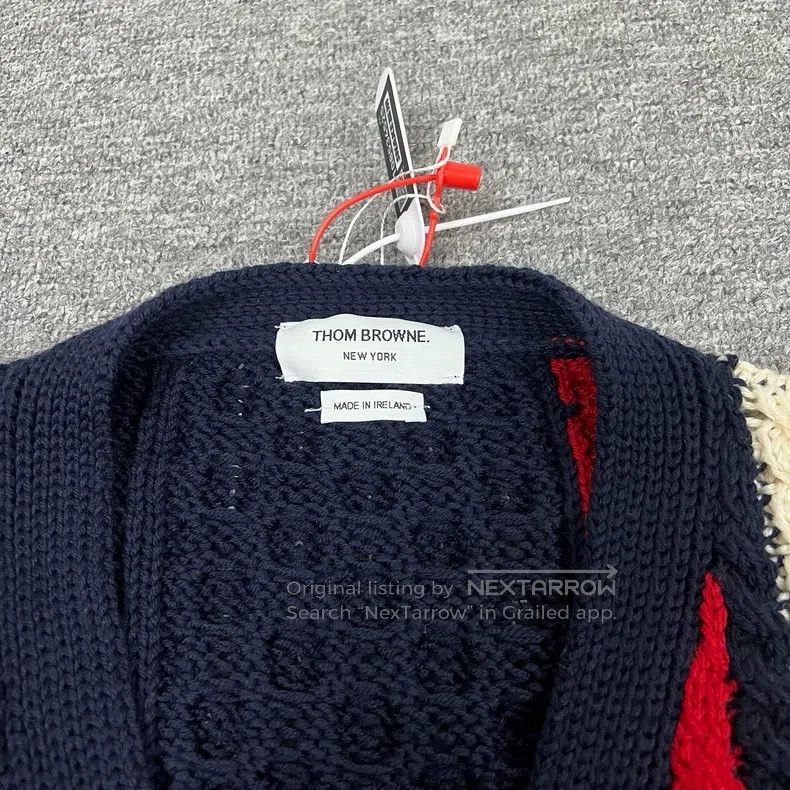 Thom Browne Thom Browne Navy Striped Thick Wool Cardigan Size XS / US 0-2 / IT 36-38 - 5 Thumbnail