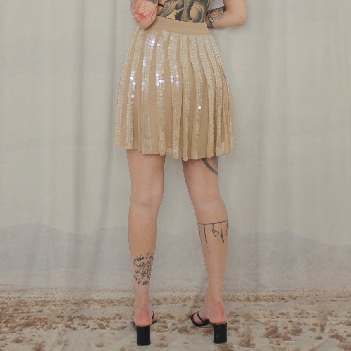 Vintage 🫧NUDE SEQUIN SKIRT🫧 Size 28" / US 6 / IT 42 - 3 Thumbnail